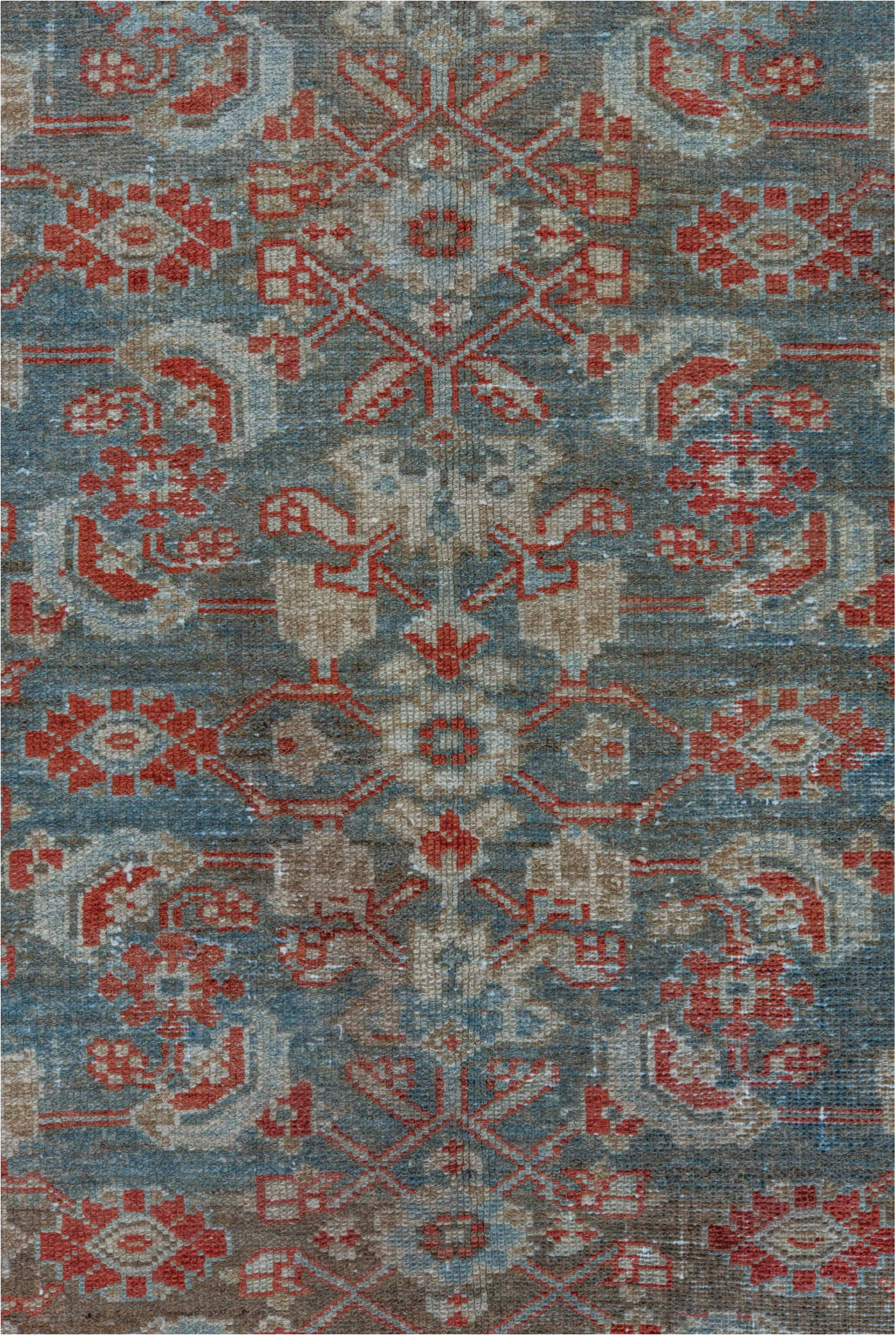 3' x 6' one-of-a-kind handmade vintage Malayer small size rug. Color palette: brown, dark gray, dim gray, gray, light gray