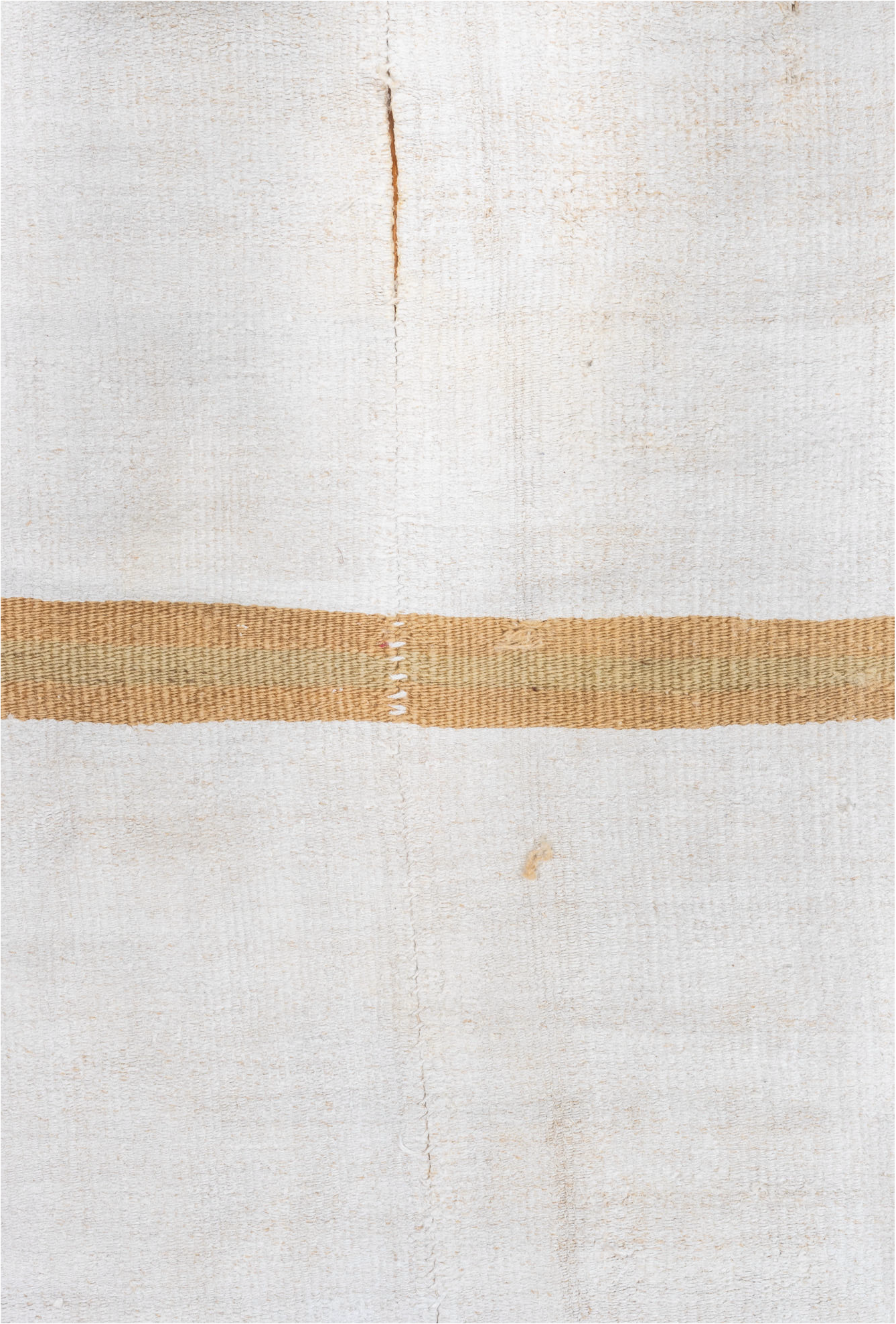 6' x 15' one-of-a-kind handmade vintage Hemp Kilim rug. Color palette: alice blue, azure, brown, gainsboro, ghost white