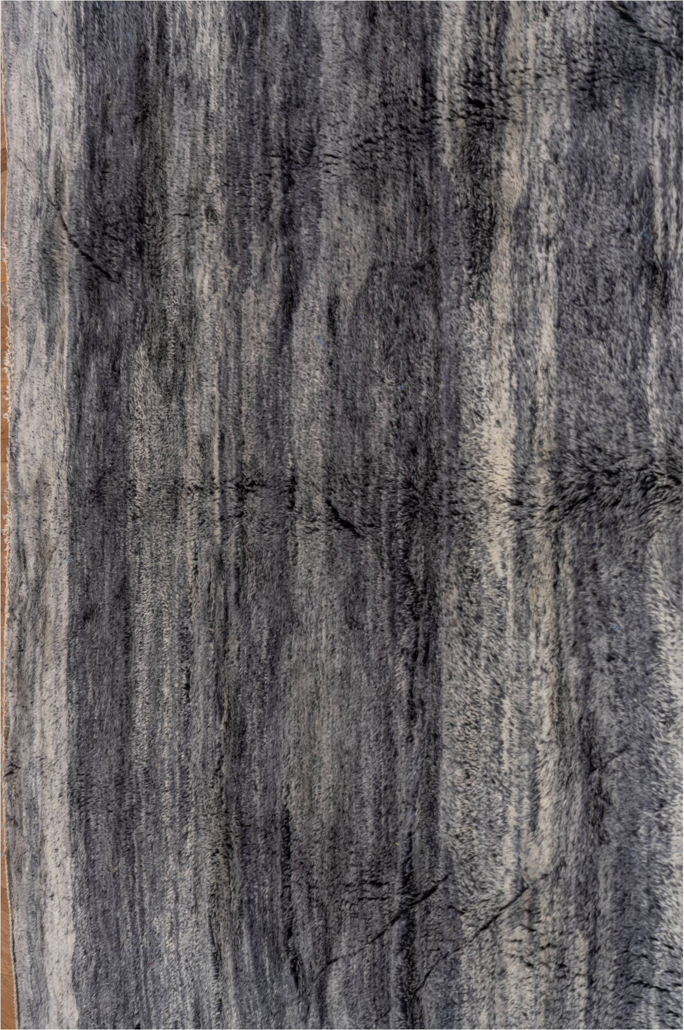 11' x 14' one-of-a-kind handmade vintage Moroccan oversize rug. Color palette: black, blue, charcoal, dark gray, dim gray