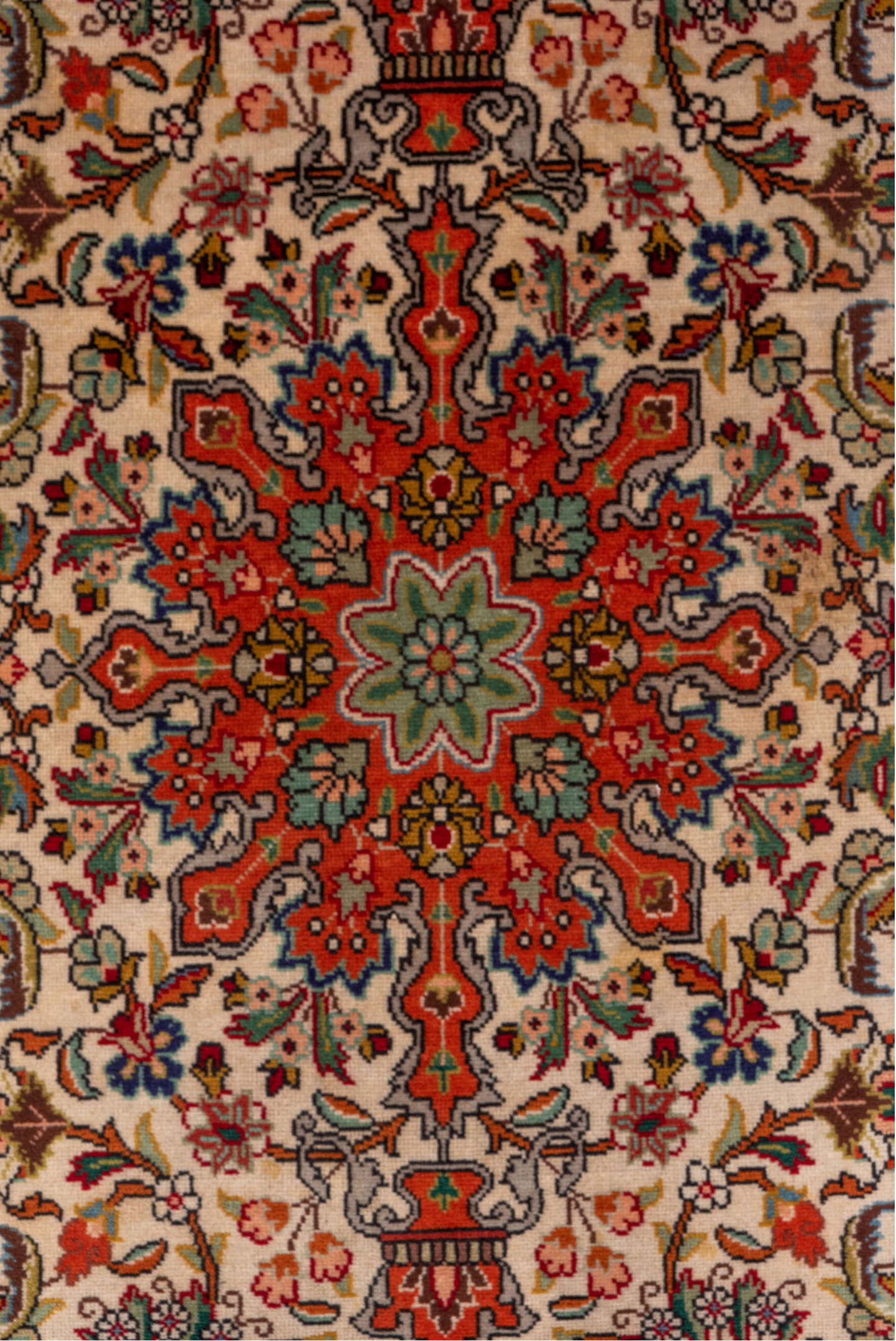 3' x 5' one-of-a-kind handmade vintage Tabriz small size rug. Color palette: pink, brown, red, gray, redwood