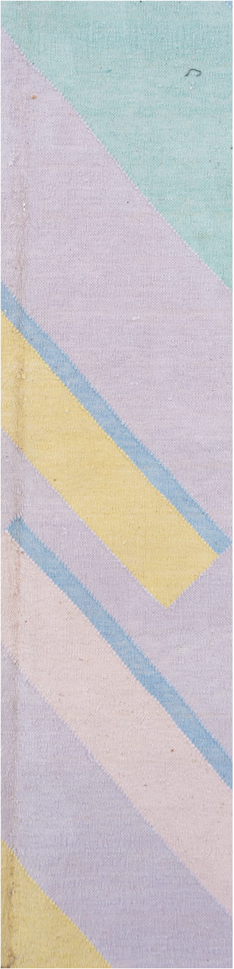 9' x 11' one-of-a-kind handmade vintage Dhurrie large size rug. Color palette: brown, gainsboro, gray, light blue