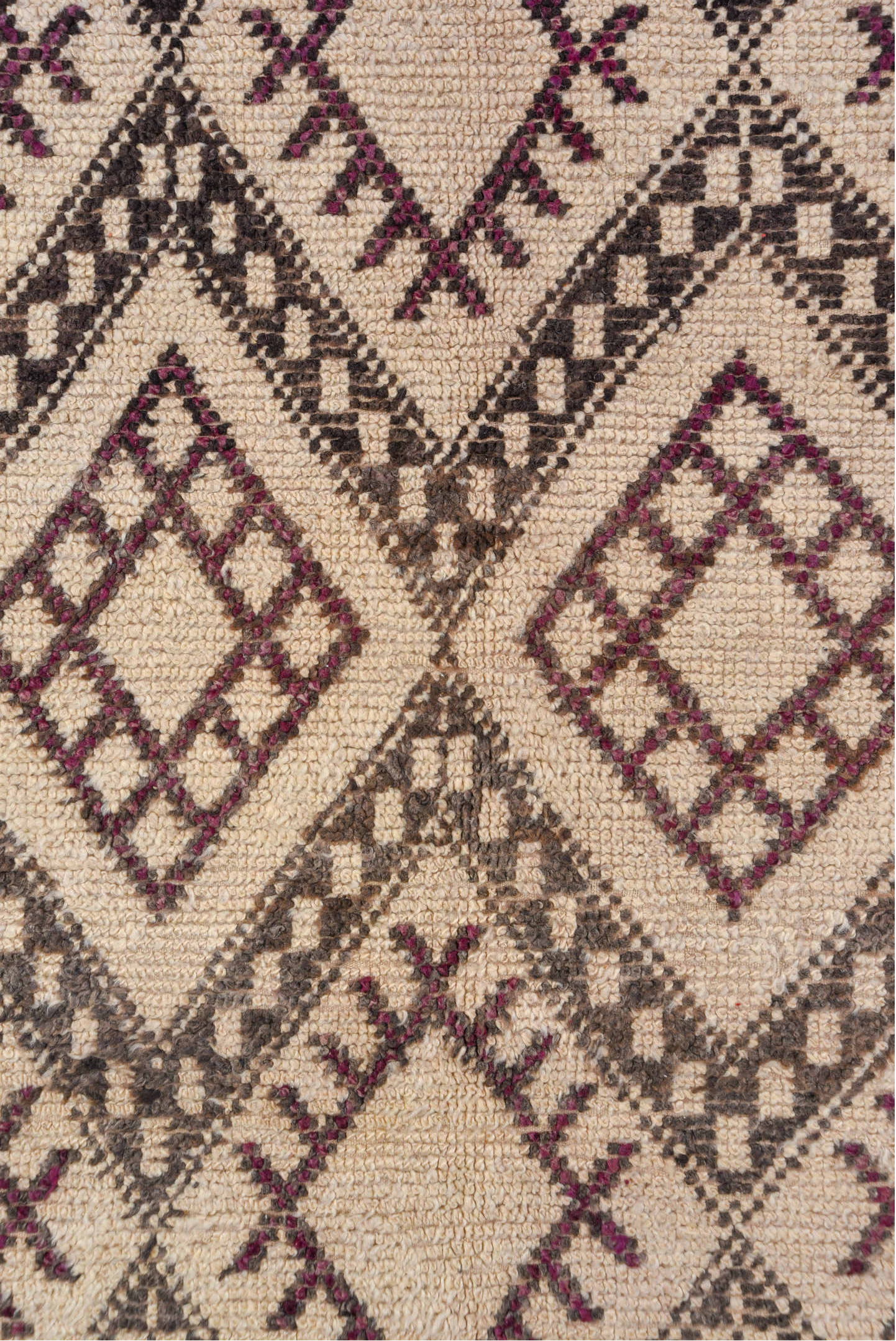 6' x 11' one-of-a-kind handmade vintage Moroccan large size rug. Color palette: off-white, gray, orange, brown, light gray