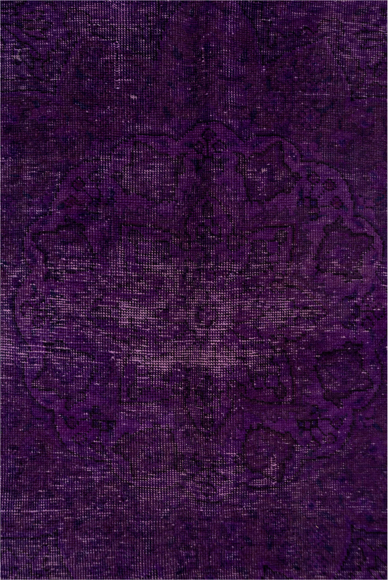 8' x 11' one-of-a-kind handmade vintage Overdyed large size rug. Color palette: gray, off-white, pink, snow, white