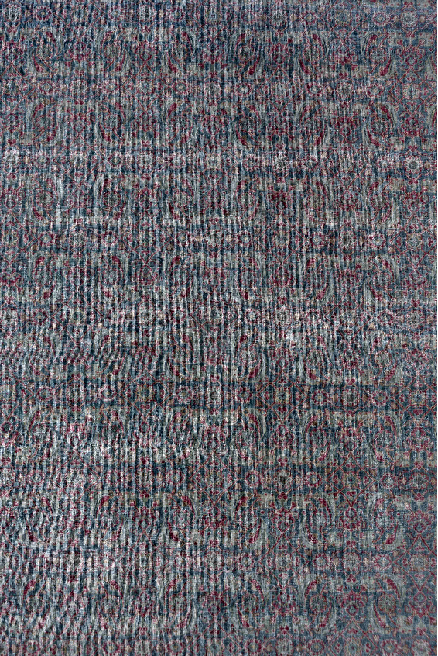 4' x 6' one-of-a-kind handmade vintage Tabriz small size rug. Color palette: gray, light gray, black, blue, off-white