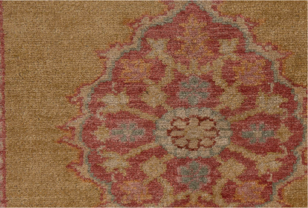 2' x 11' one-of-a-kind handmade vintage Oushak runner rug. Color palette: brown, off-white, pink, red, snow, white