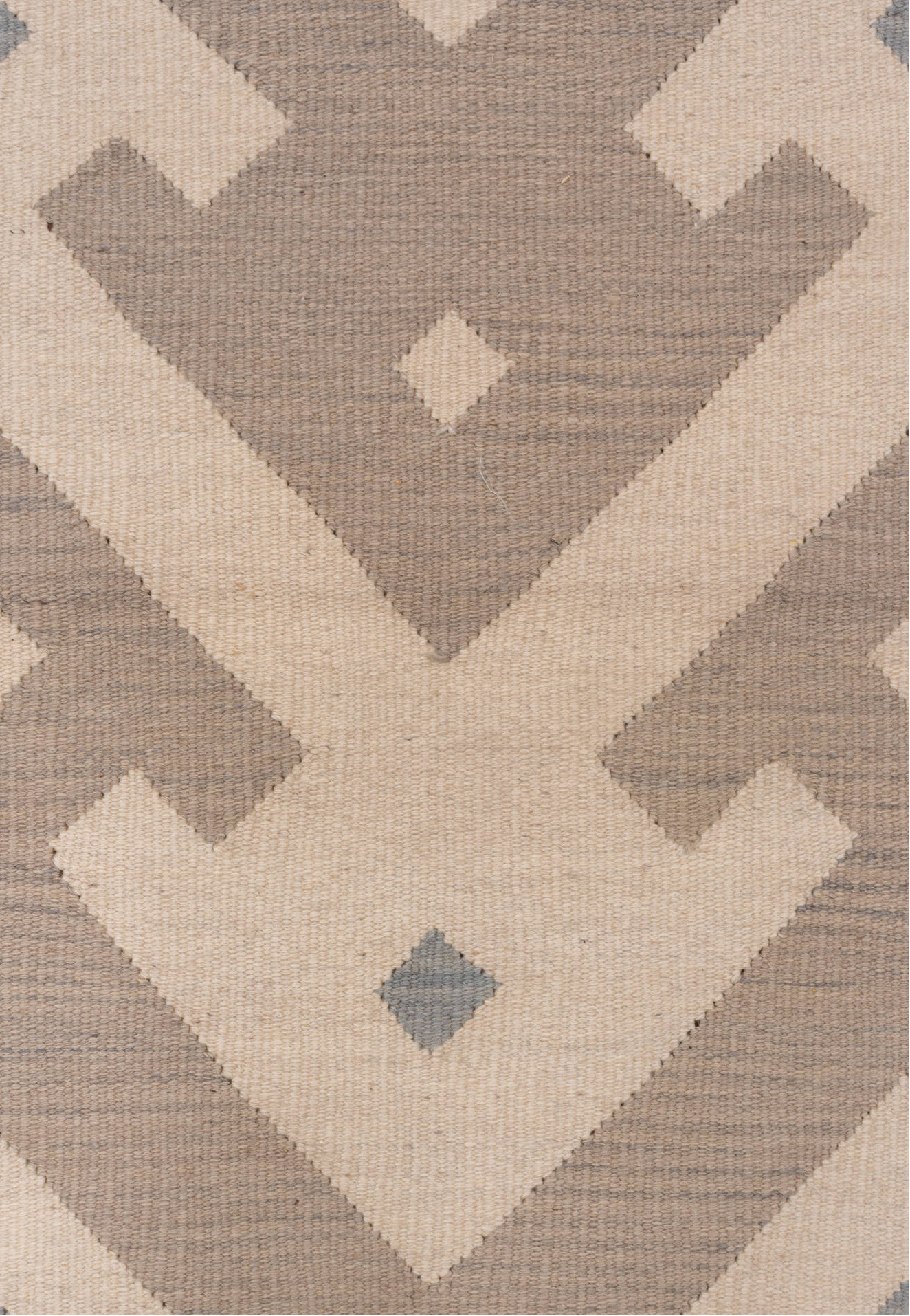 3' x 5' one-of-a-kind handmade vintage Kilim small size rug. Color palette: brown, dim gray, gainsboro, gray, light gray