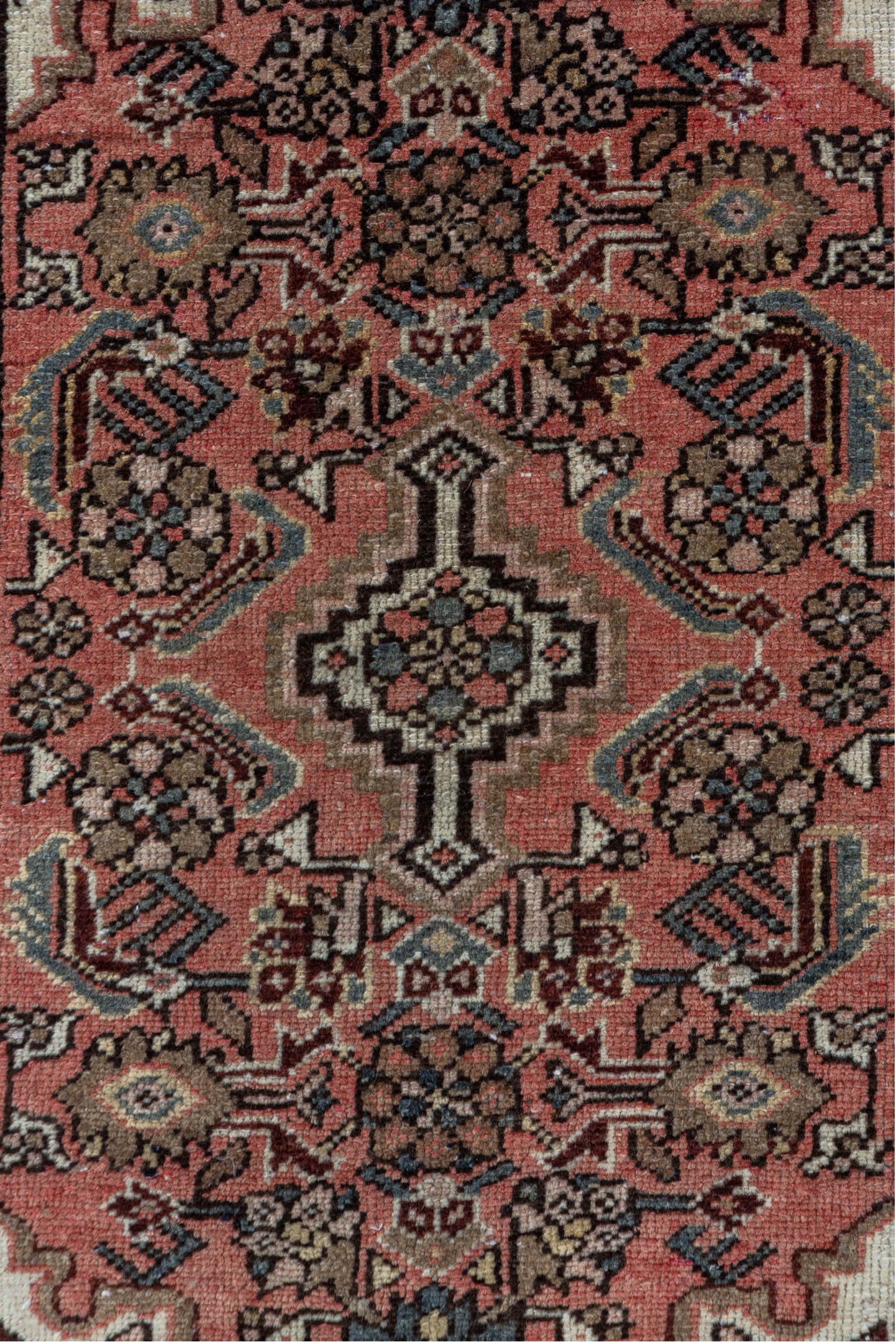 2' x 2' one-of-a-kind handmade vintage Hamadan small size rug. Color palette: pink, gray, brown