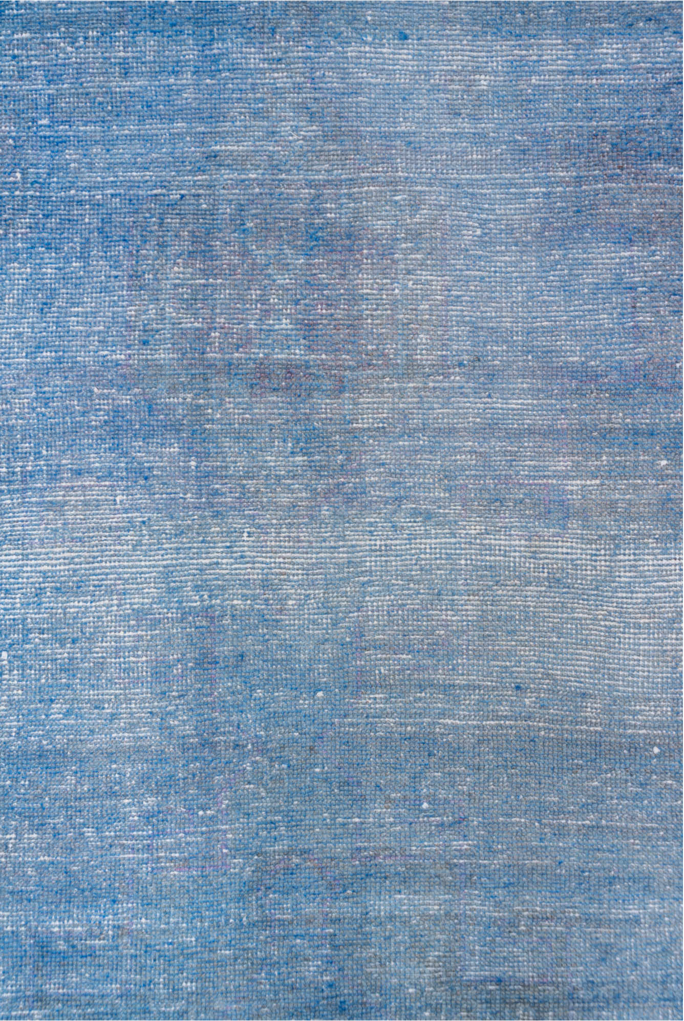 3' x 12' one-of-a-kind handmade vintage Overdyed runner rug. Color palette: blue, gray, light blue, light gray, off-white