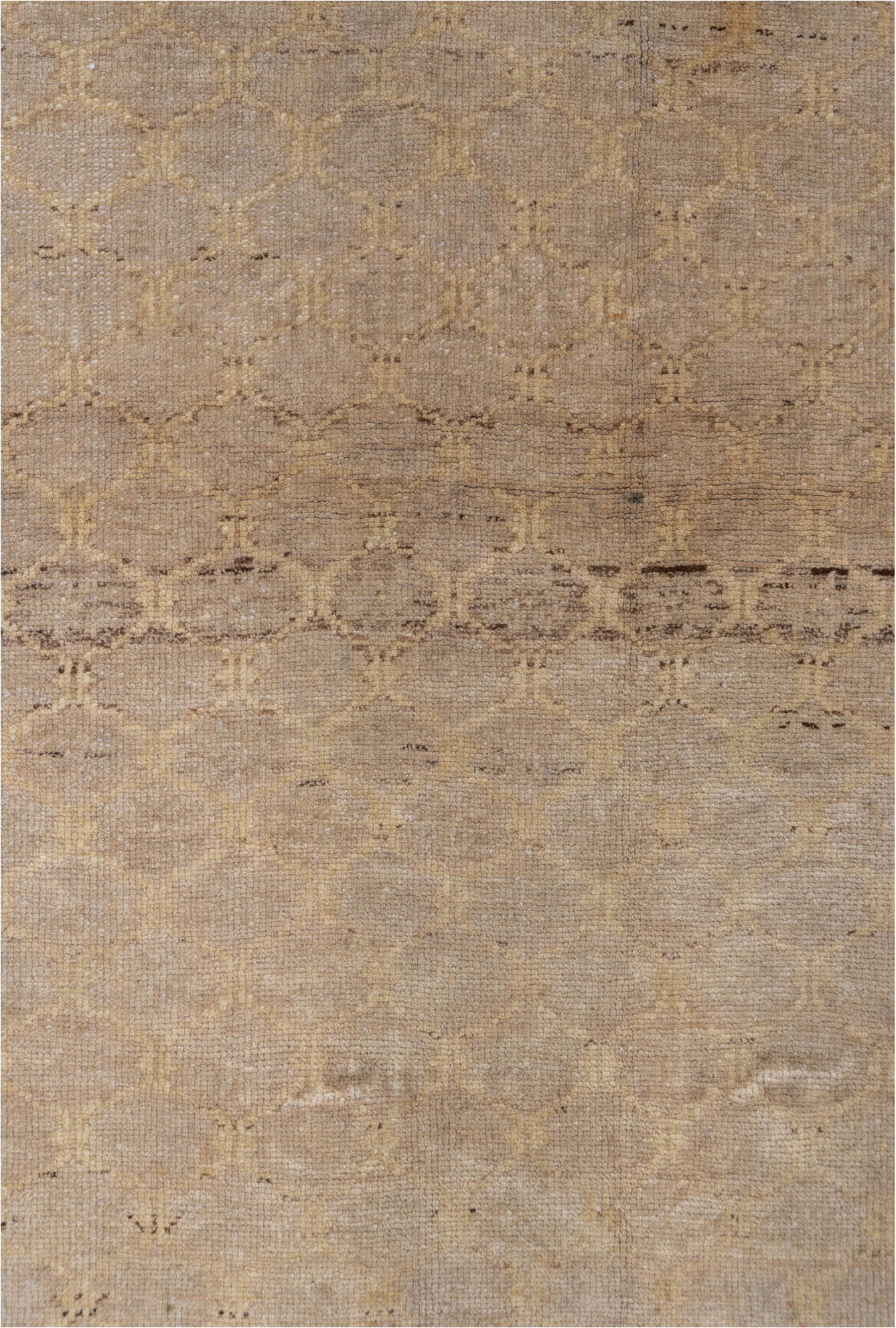 3' x 5' one-of-a-kind handmade vintage Oushak small size rug. Color palette: brown, gray, light gray, off-white, pink, snow