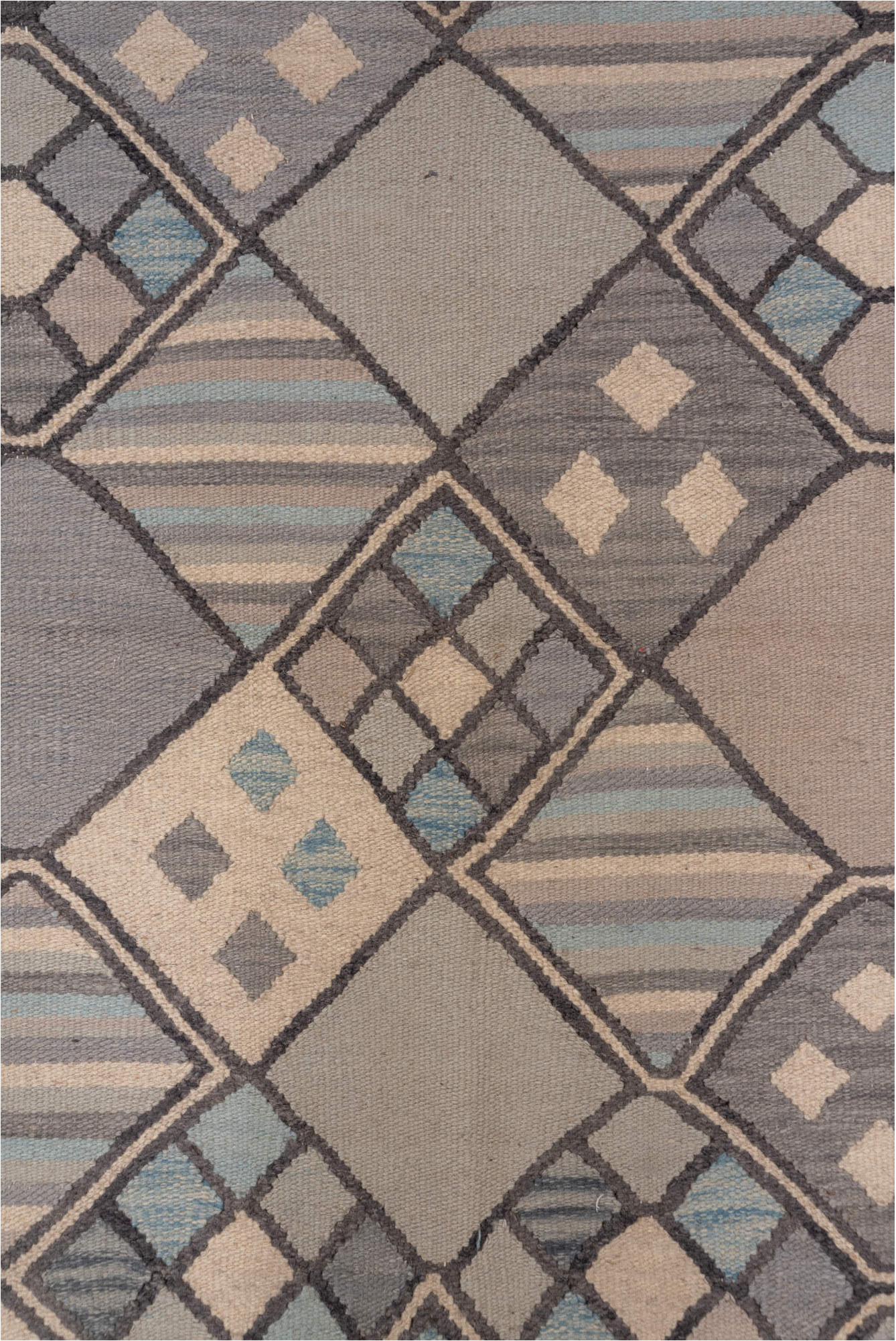 6' x 9' one-of-a-kind handmade vintage Kilim medium size rug. Color palette: brown, dark gray, dim gray, gray, light gray
