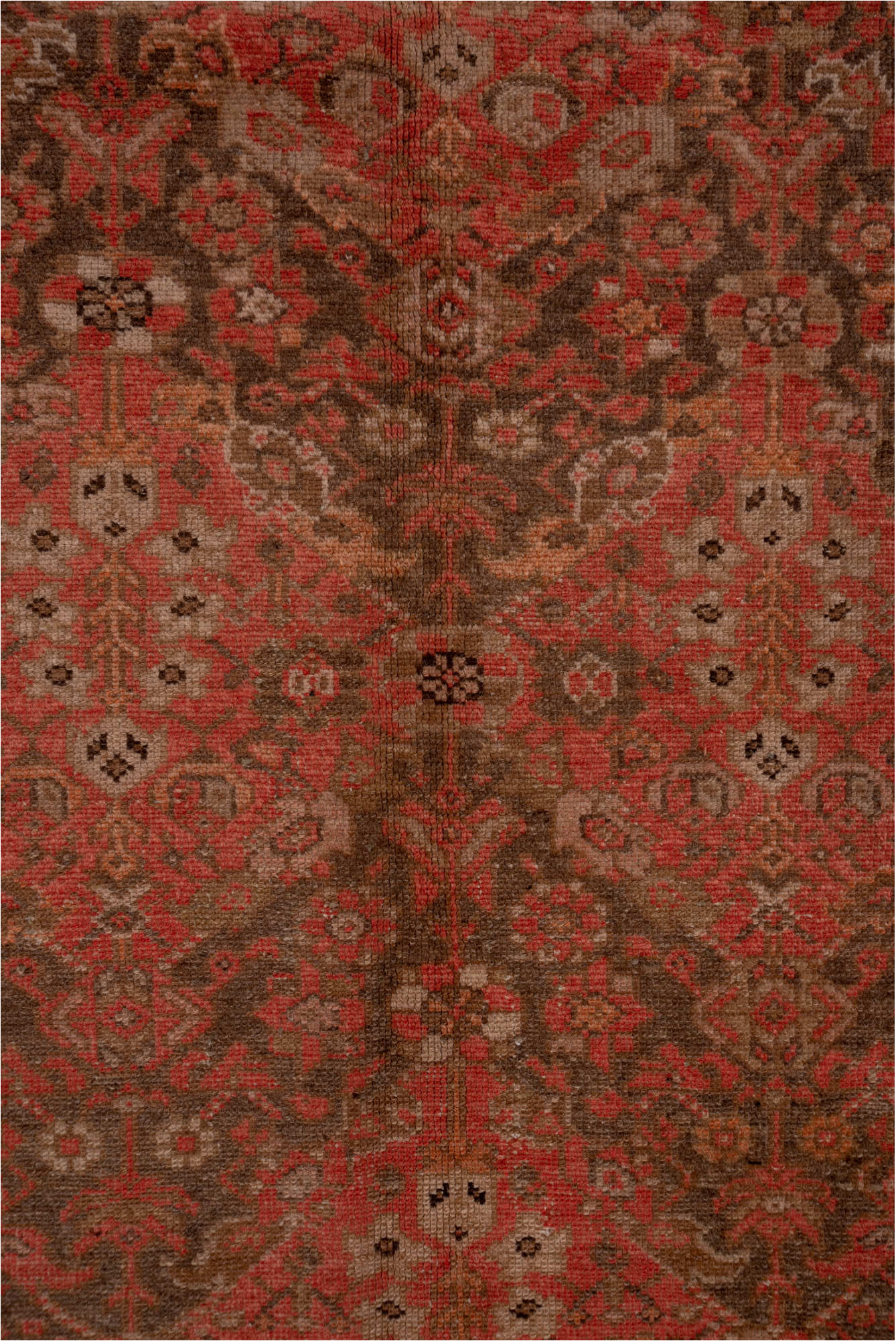 5' x 13' one-of-a-kind handmade vintage Malayer rug. Color palette: brown, gray, off-white, pink, snow, white, whitesmoke