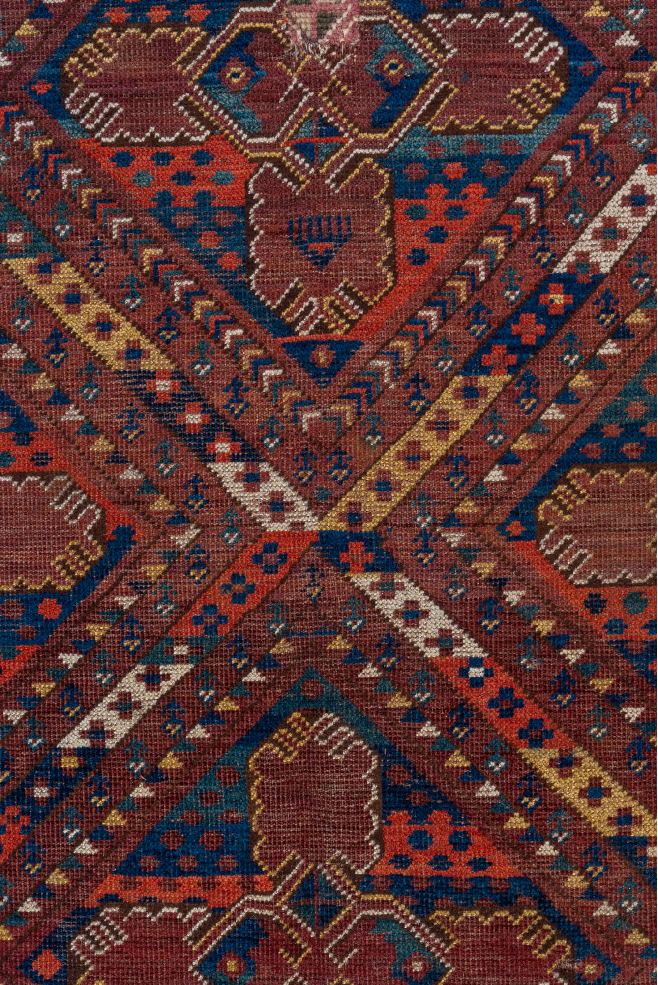 5' x 10' one-of-a-kind handmade vintage Beshir medium size rug. Color palette: gray, pink, brown, red, black, blue