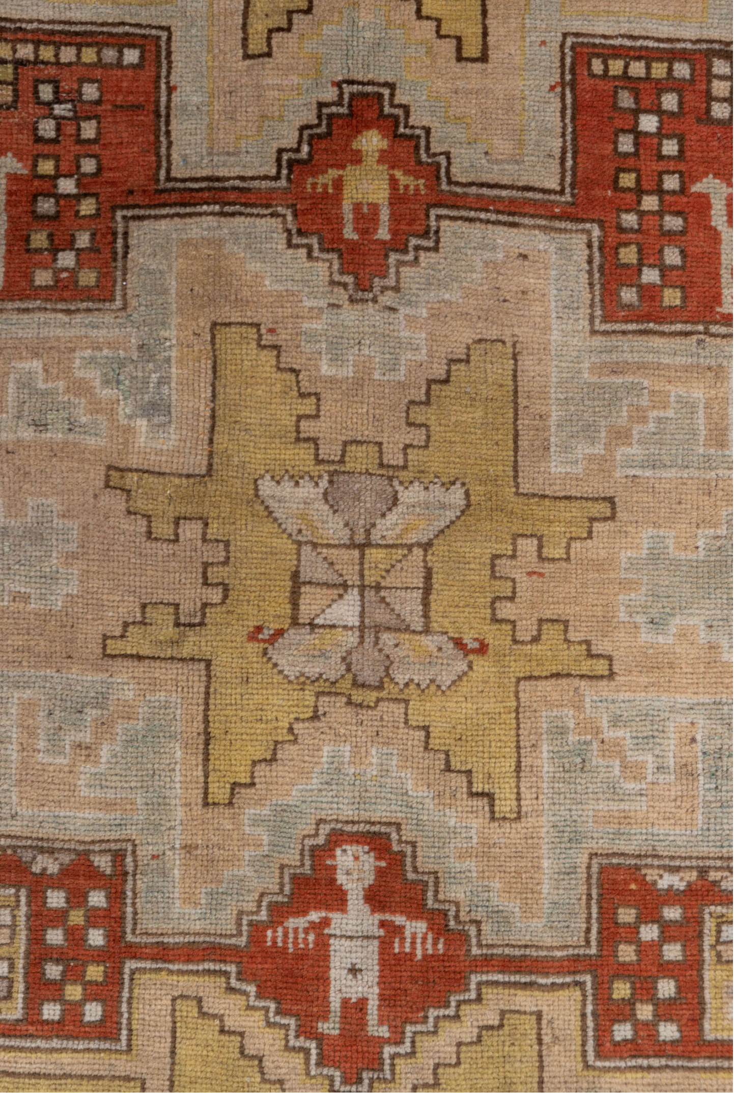 3' x 6' one-of-a-kind handmade vintage Caucasian small size rug. Color palette: brown, gray, light gray