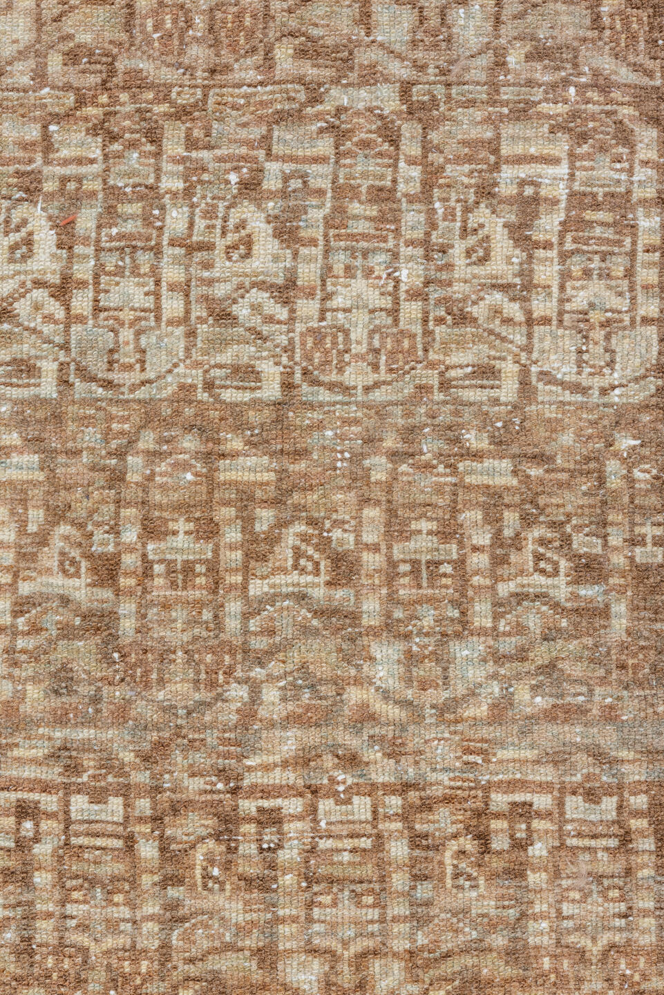 3' x 6' one-of-a-kind handmade vintage Malayer small size rug. Color palette: brown, gray, off-white, orange, light gray