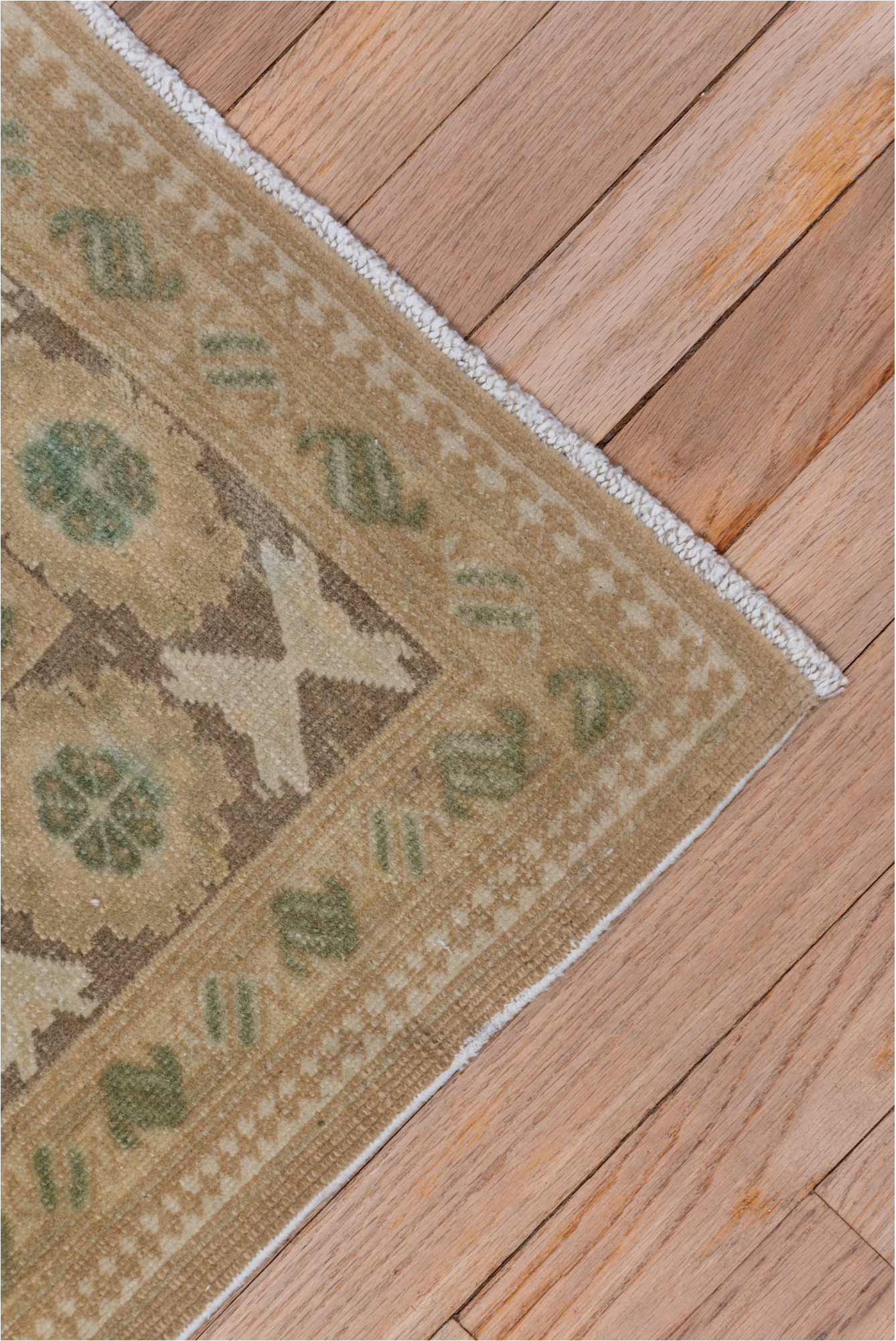 4' x 6' one-of-a-kind handmade vintage Oushak small size rug. Color palette: blue, brown, dim gray, gray