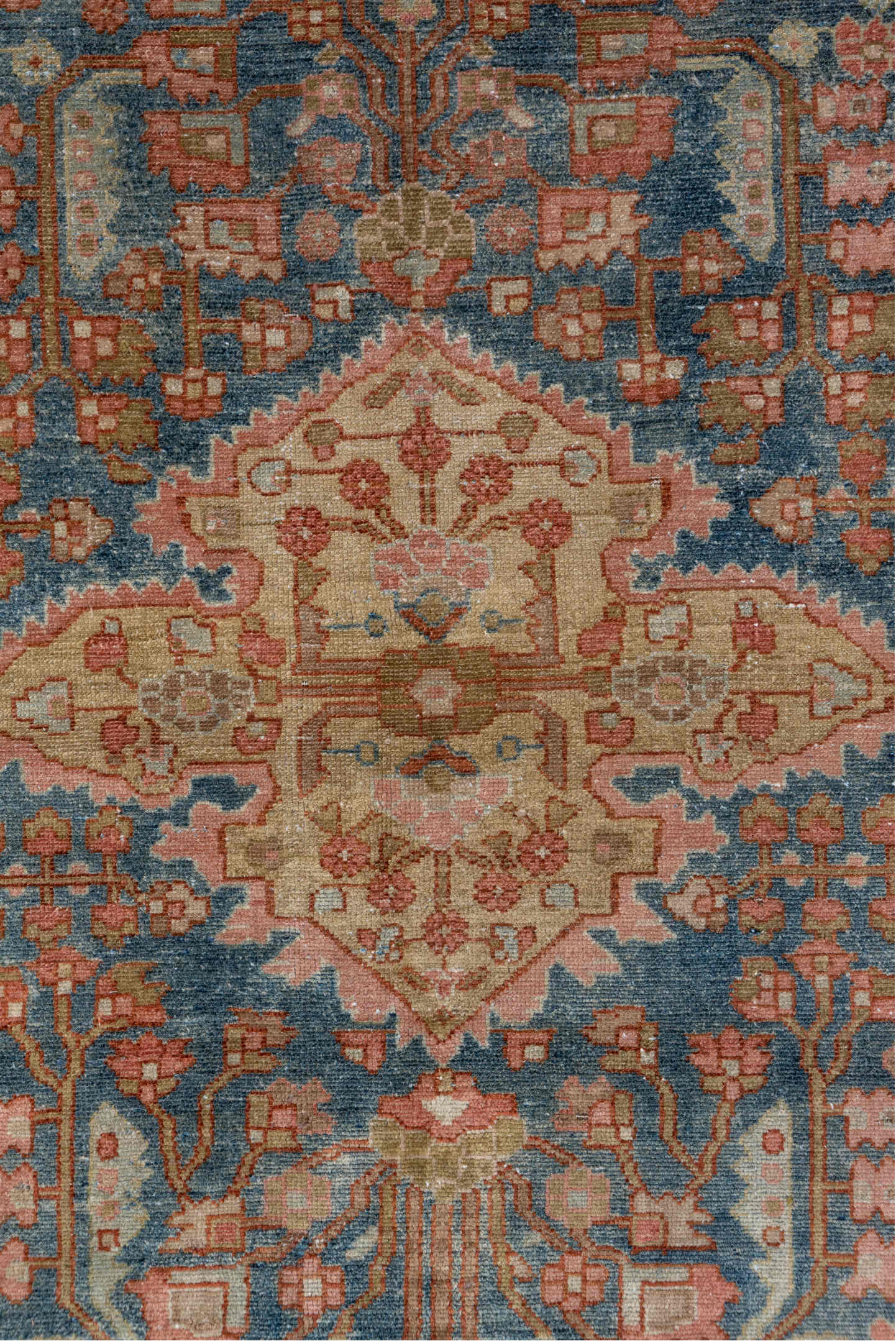 4' x 6' one-of-a-kind handmade vintage Malayer small size rug. Color palette: gray, blue, brown, pink, light gray