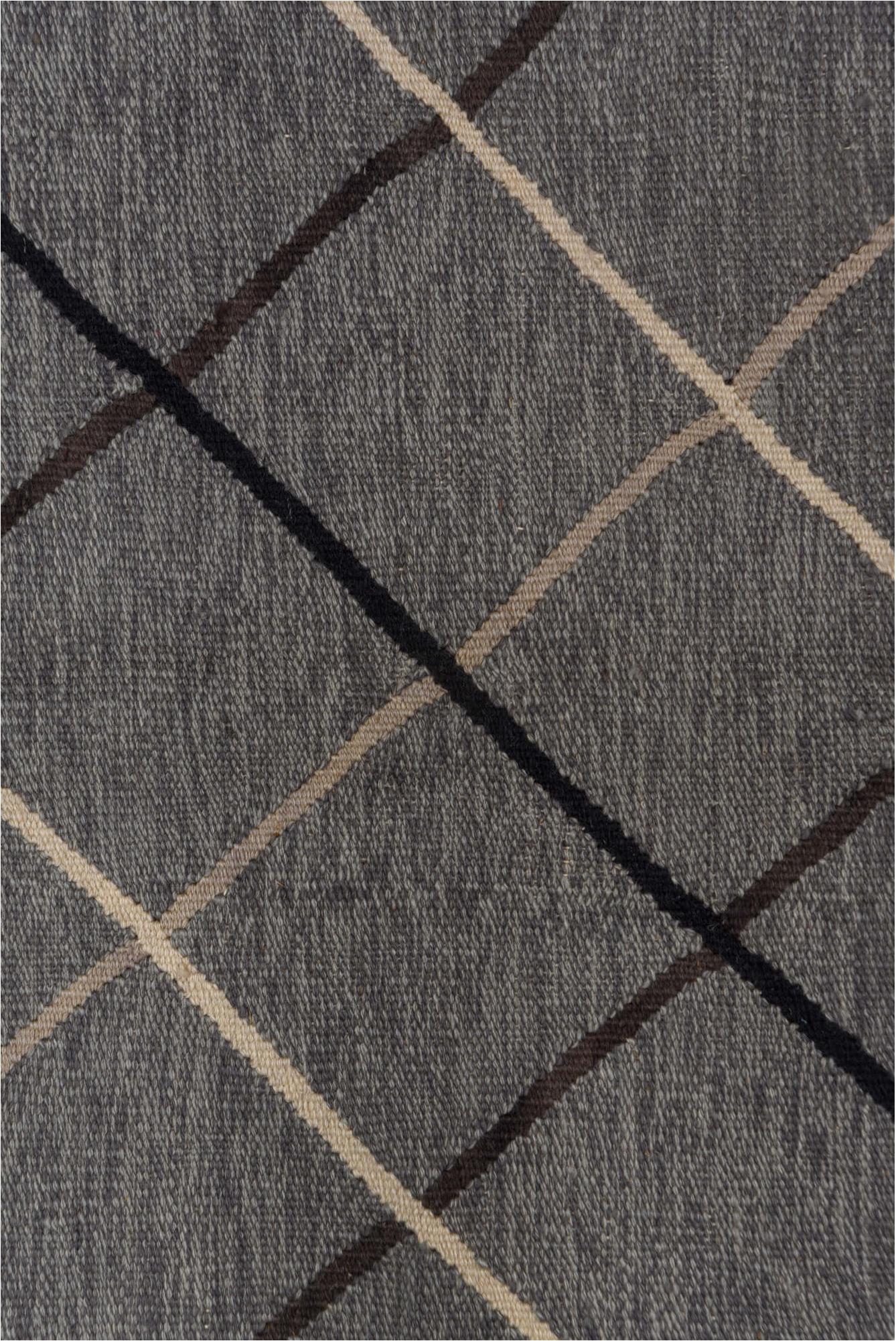 3' x 5' one-of-a-kind handmade vintage Kilim small size rug. Color palette: black, dark gray, dim gray, gray, light gray