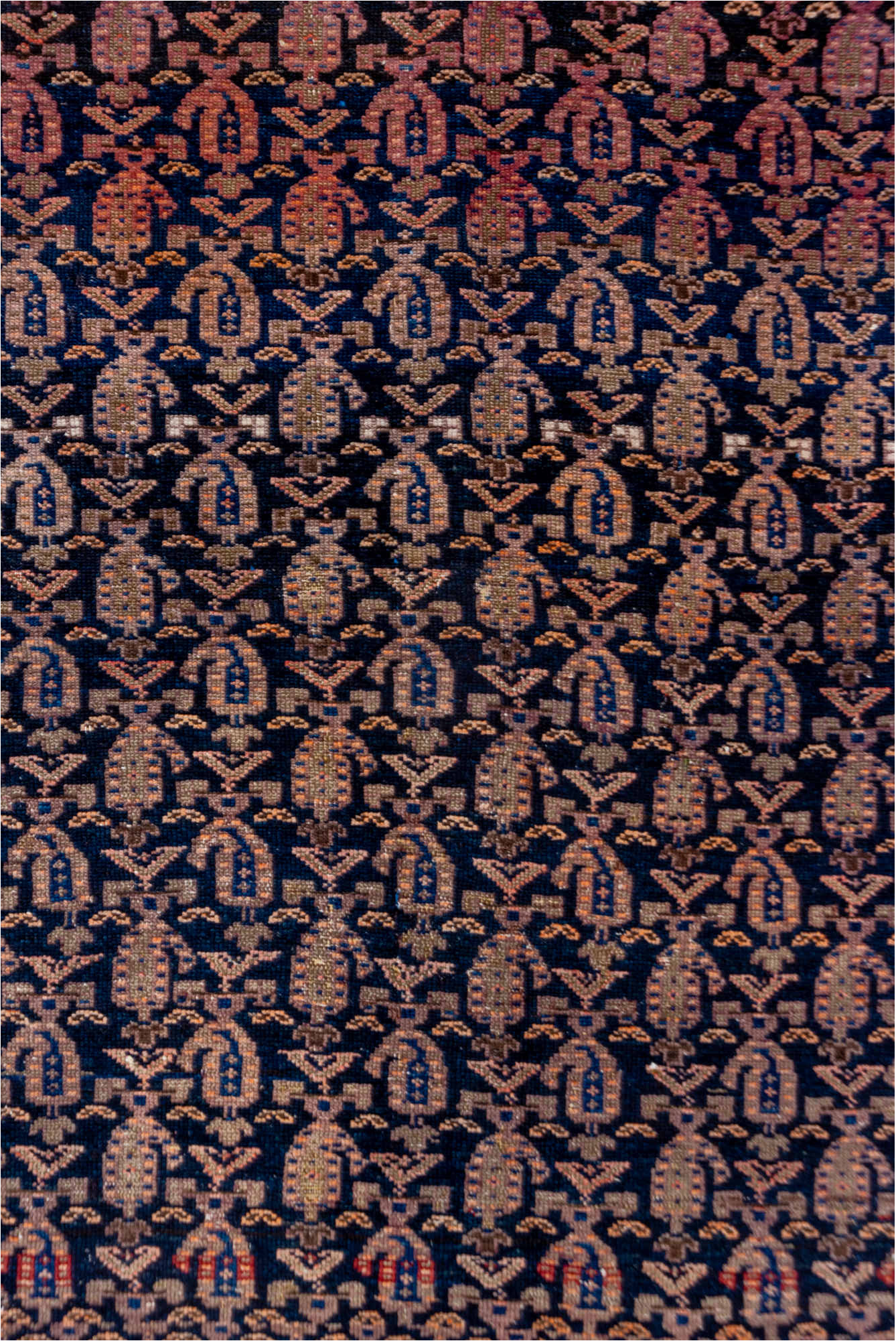 4' x 6' one-of-a-kind handmade vintage Malayer small size rug. Color palette: black, brown, gray, pink, red, redwood, sienna