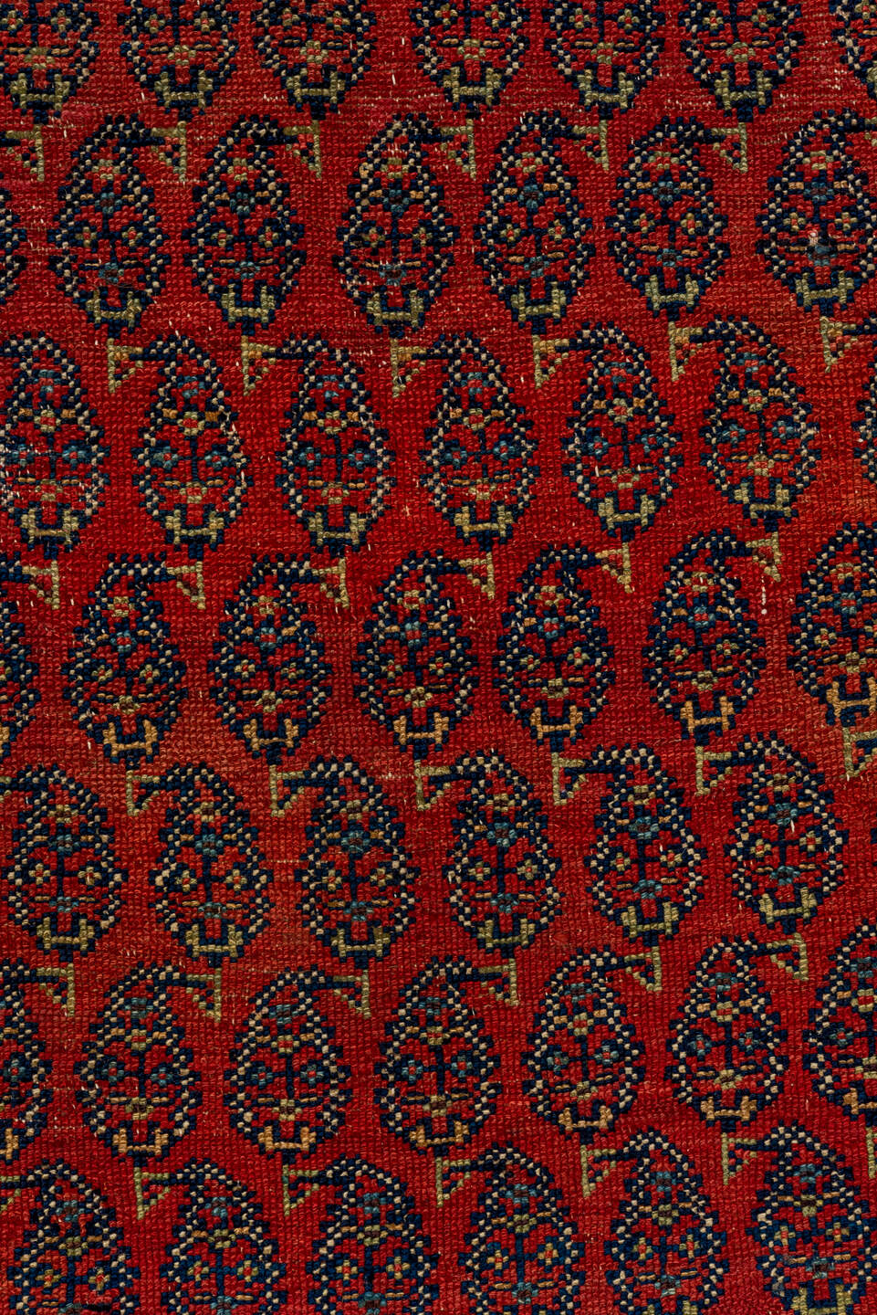 4' x 11' one-of-a-kind handmade vintage Saraband runner rug. Color palette: red, pink, black, brown, gray, orange