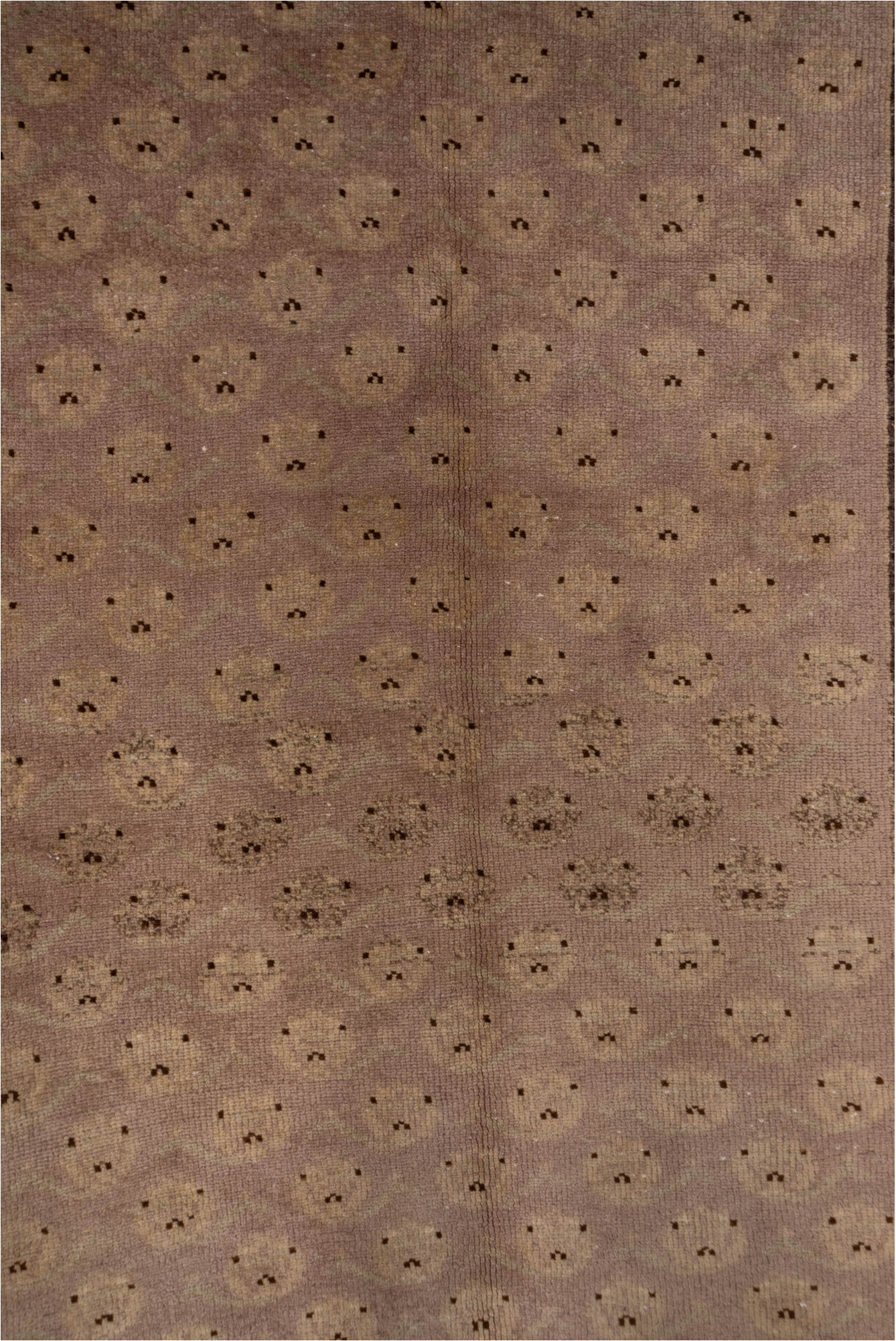 4' x 10' one-of-a-kind handmade vintage Oushak runner rug. Color palette: brown, gray, light gray, off-white, pink, snow