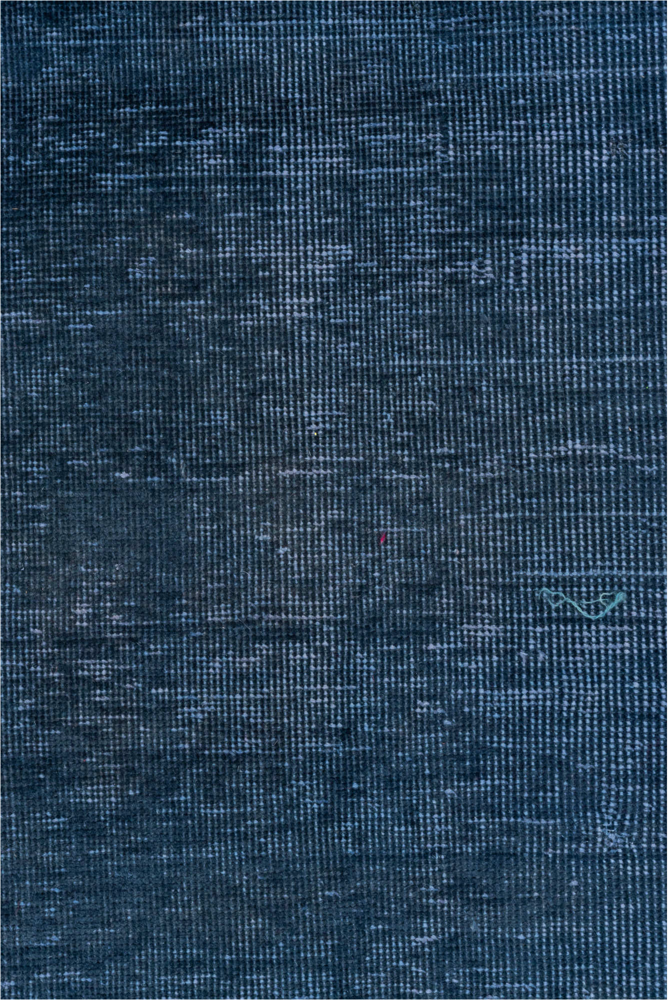 3' x 19' one-of-a-kind handmade vintage Overdyed runner rug. Color palette: blue, fiord, gray, light gray, off-white, silver