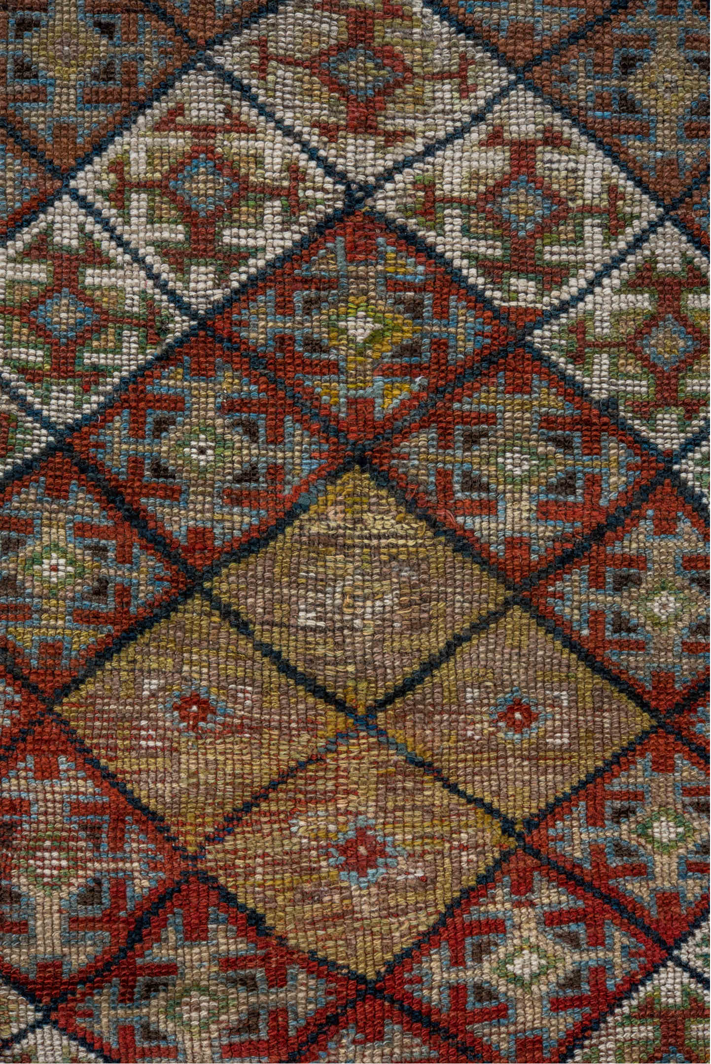 4' x 8' one-of-a-kind handmade vintage Kurd rug. Color palette: brown, gray, black, dim gray