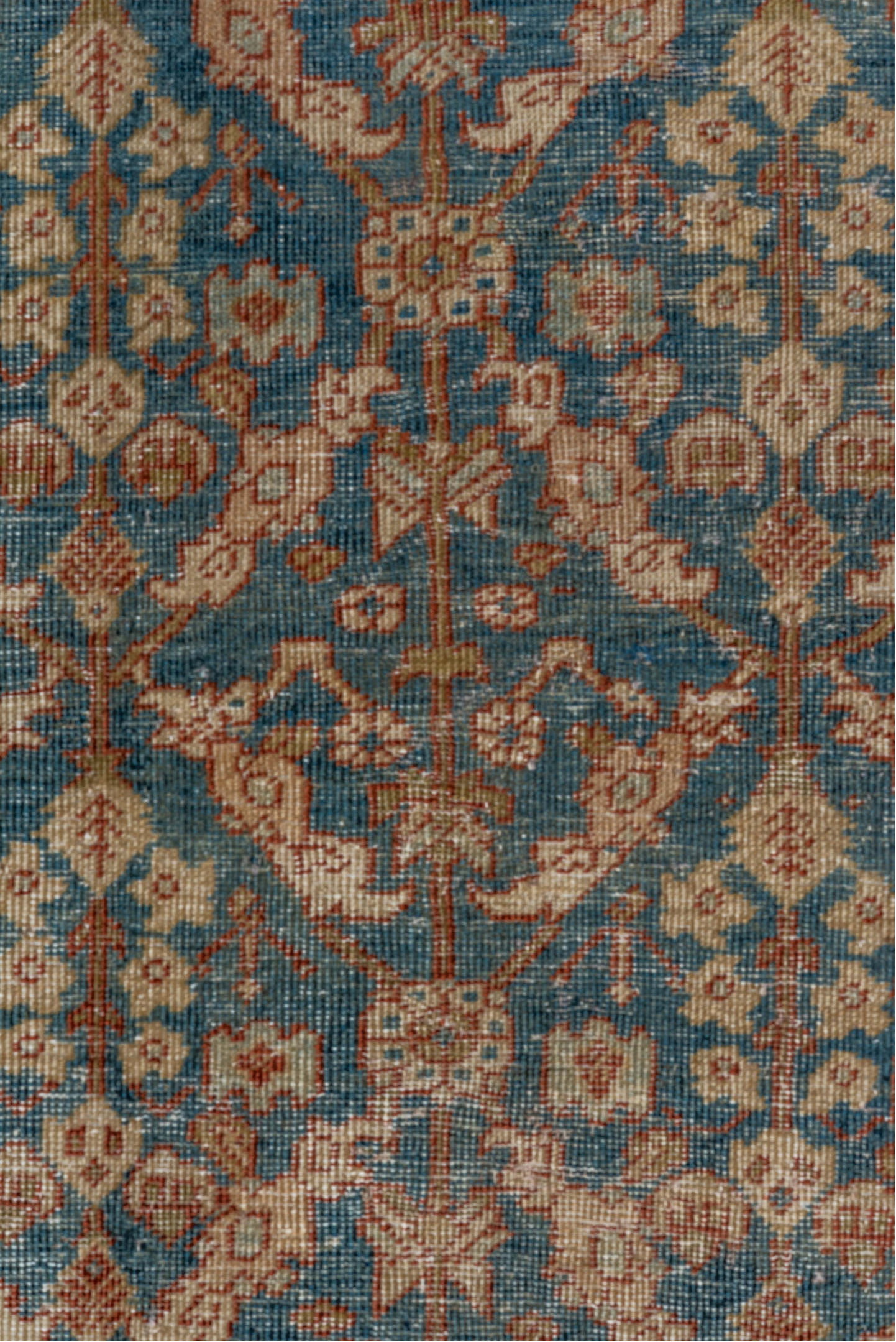 3' x 9' one-of-a-kind handmade vintage Mahal runner rug. Color palette: gray, blue, brown, pink, dim gray