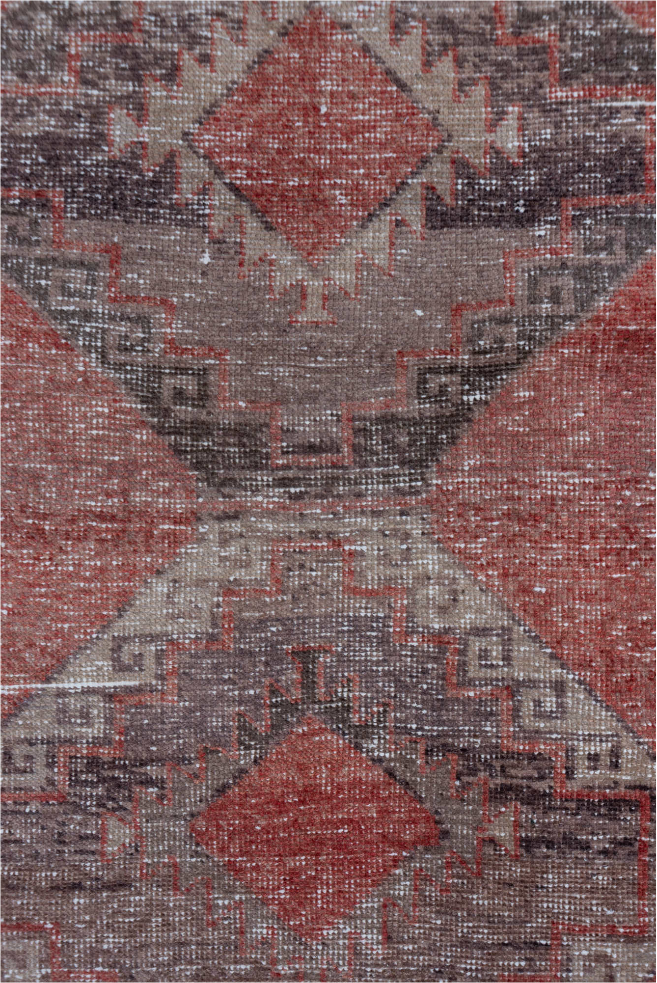 2' x 10' one-of-a-kind handmade vintage Oushak runner rug. Color palette: brown, gray, light gray, off-white, pink, red