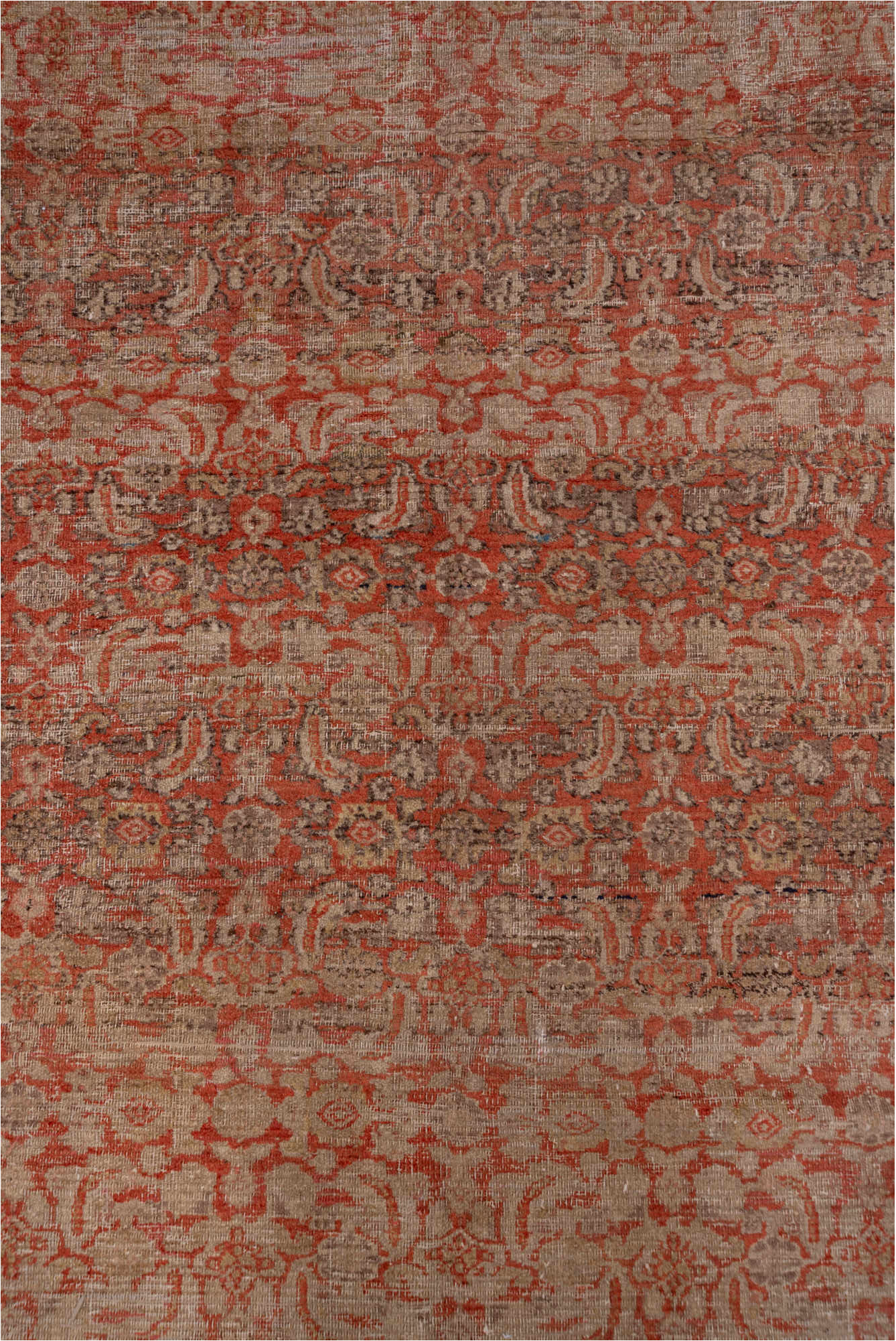 8' x 13' one-of-a-kind handmade vintage Khorassan large size rug. Color palette: brown, gray, linen, off-white, pink