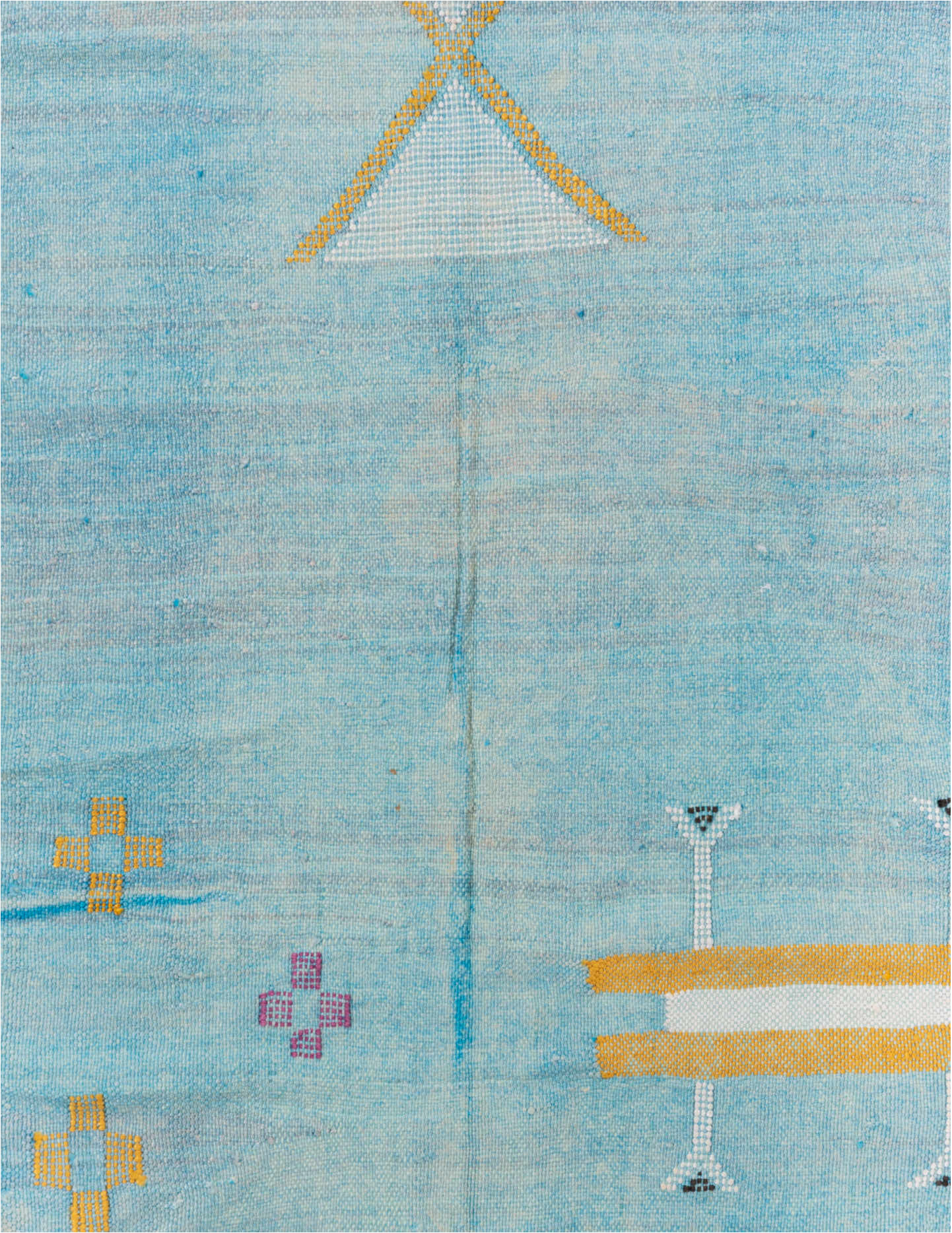 4' x 7' one-of-a-kind handmade vintage Cactus Kilim rug. Color palette: gray, light blue, light gray, off-white, blue, brown