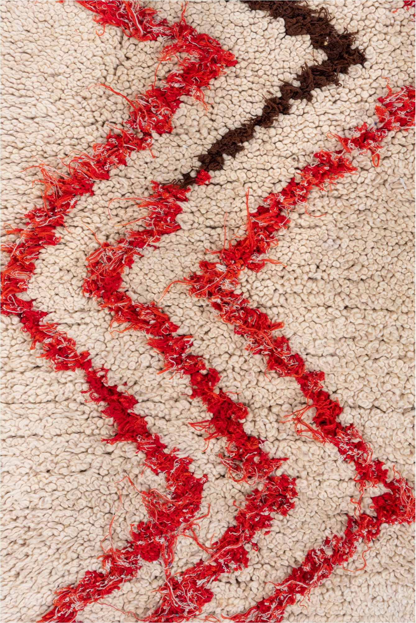 1' x 4' one-of-a-kind handmade vintage Moroccan small size rug. Color palette: brown, fire brick, gray, light gray