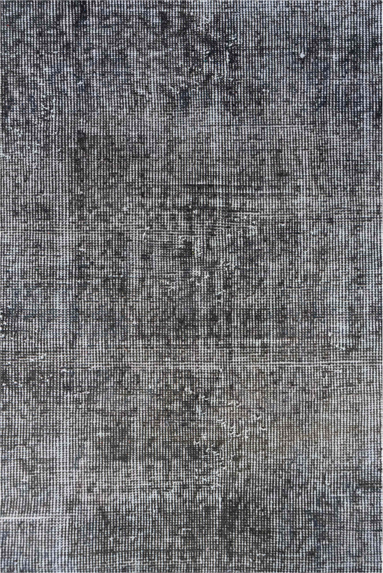2' x 10' one-of-a-kind handmade vintage Overdyed runner rug. Color palette: black, charcoal, dark gray, dim gray, gray