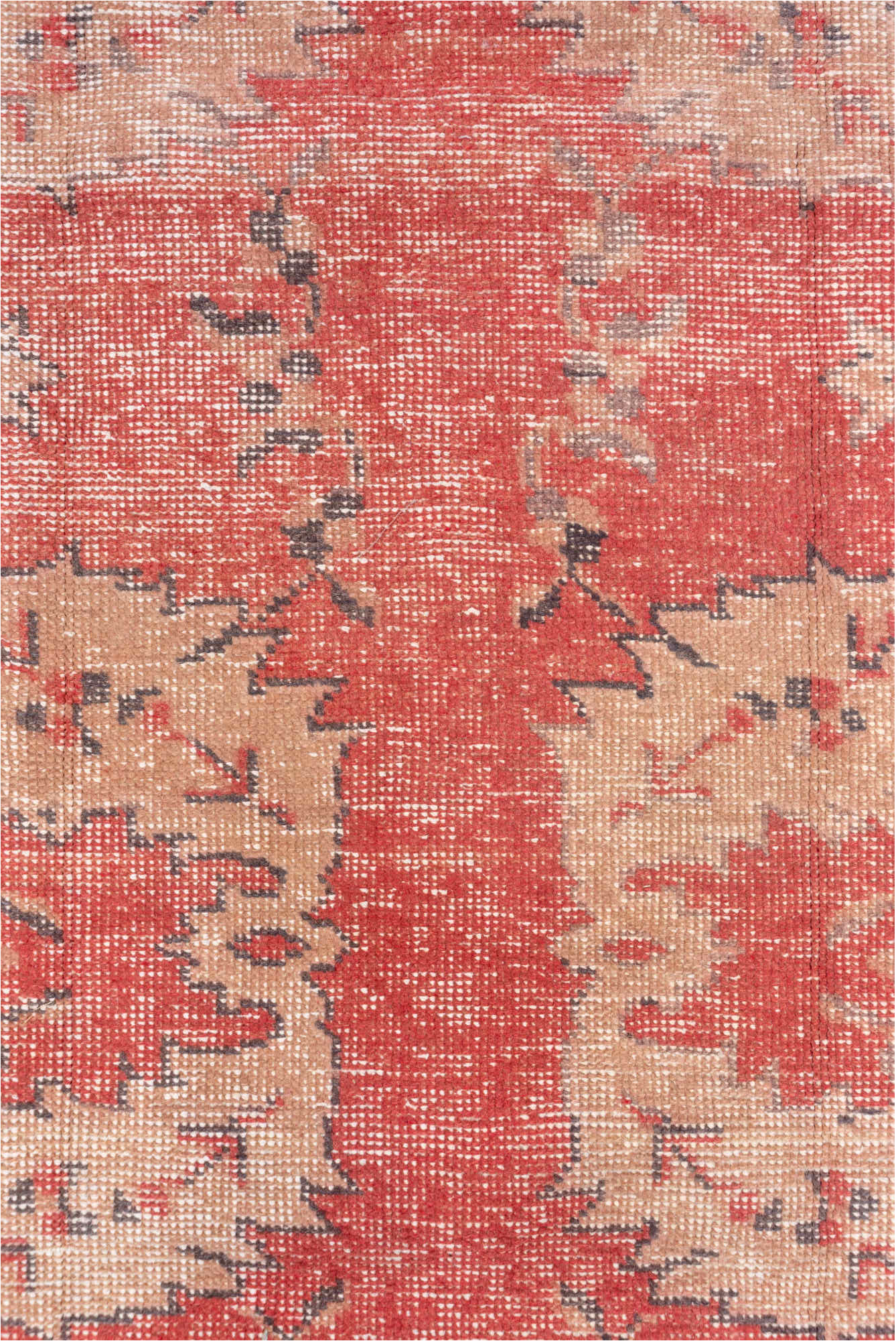 4' x 7' one-of-a-kind handmade vintage Oushak rug. Color palette: brown, pink