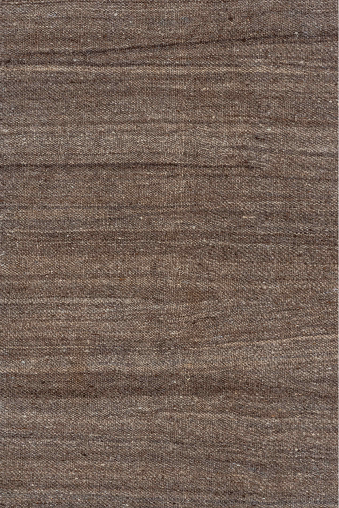 4' x 9' one-of-a-kind handmade vintage runner rug. Color palette: brown, gray, light gray, off-white, pink, snow, white