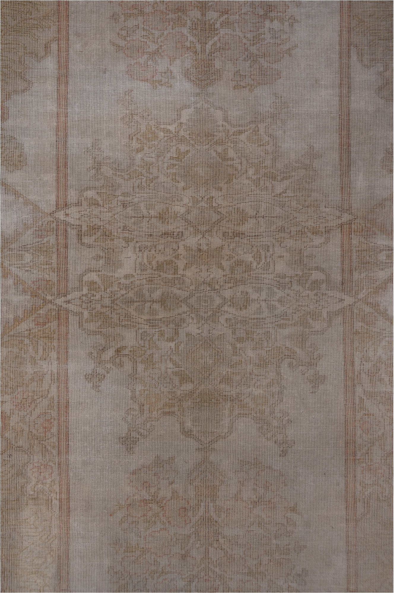 4' x 6' one-of-a-kind handmade vintage Kaisary small size rug. Color palette: brown, gray, pink, light gray, off-white