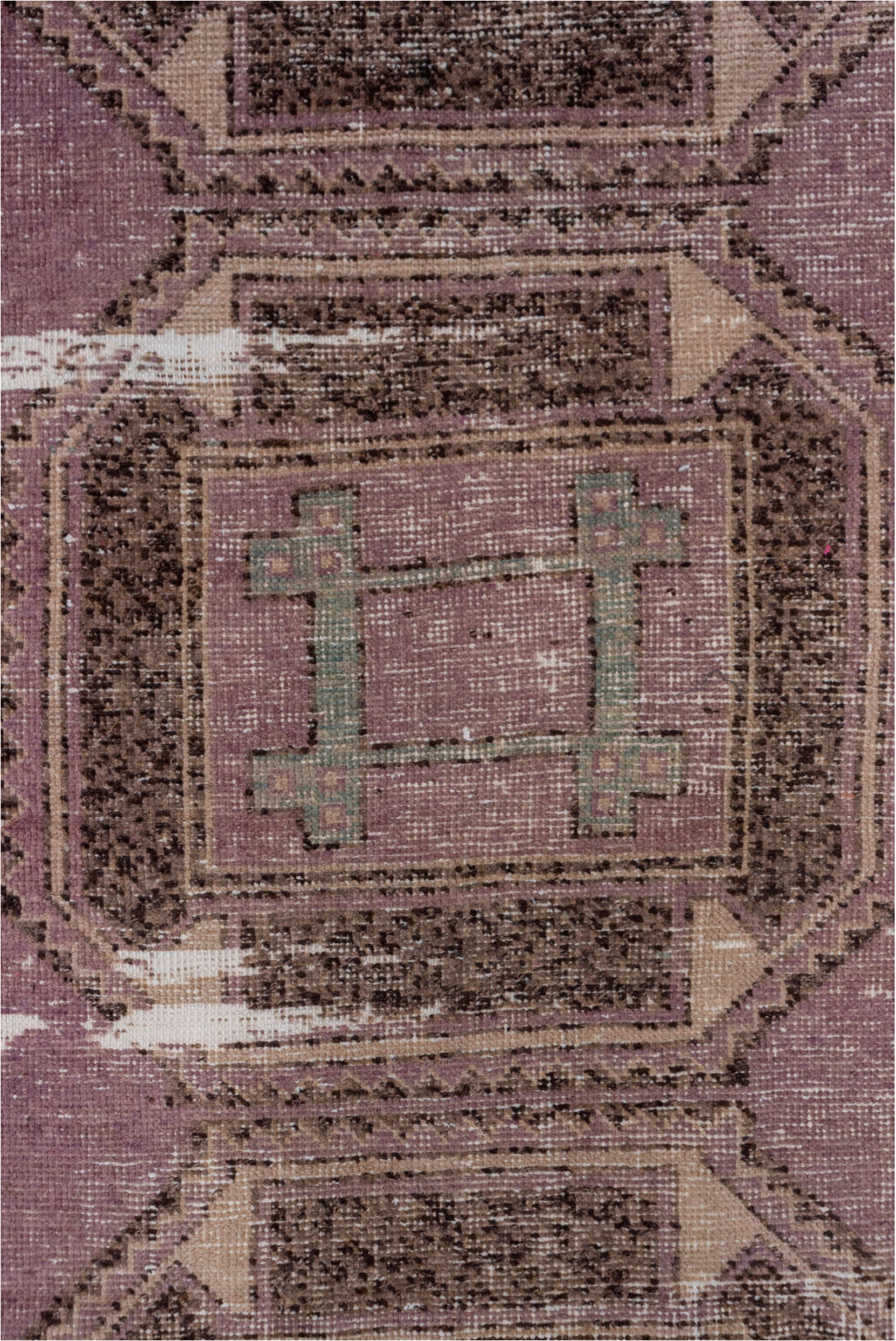 2' x 11' one-of-a-kind handmade vintage Oushak runner rug. Color palette: brown, gray, light gray, off-white, pink, snow