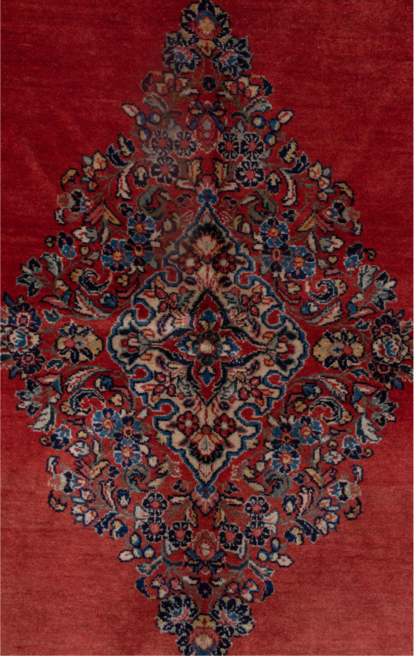 6' x 9' one-of-a-kind handmade vintage Sarouk medium size rug. Color palette: light gray, gray, off-white, pink, blue, brown