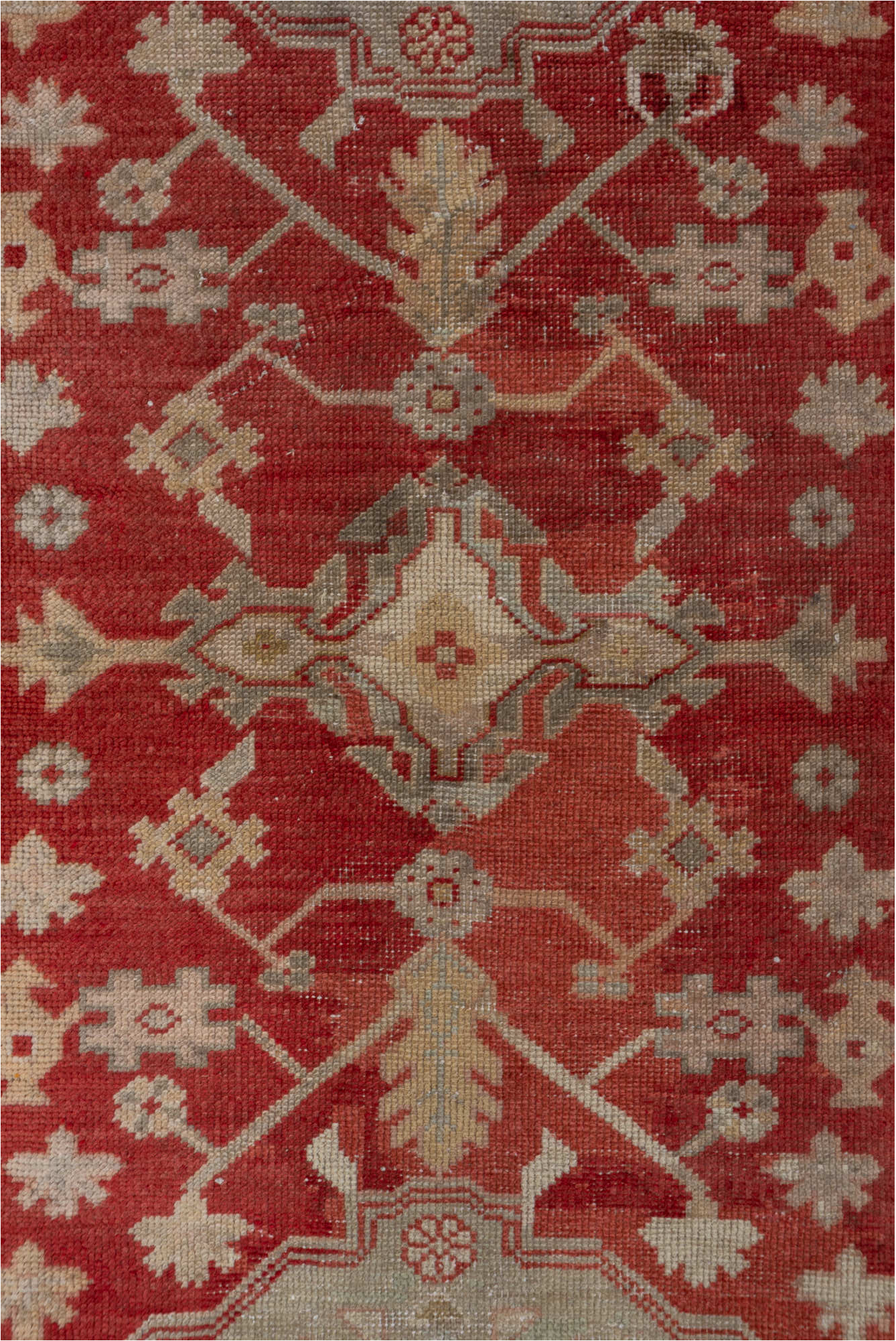 3' x 11' one-of-a-kind handmade vintage Oushak runner rug. Color palette: brown, dark red, maroon, off-white, orange, pink