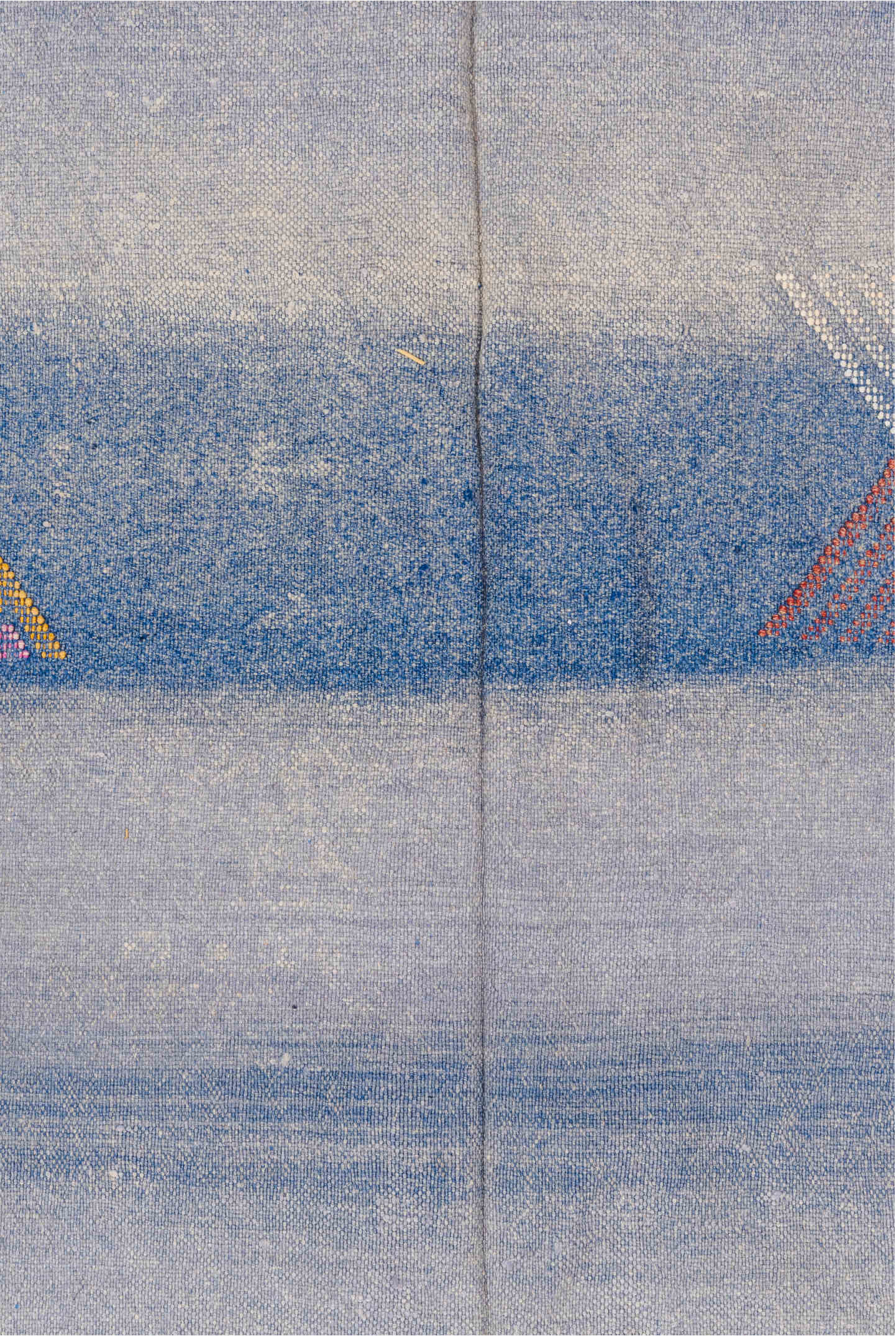 5' x 8' one-of-a-kind handmade vintage Cactus Kilim medium size rug. Color palette: gray, light gray, off-white, blue