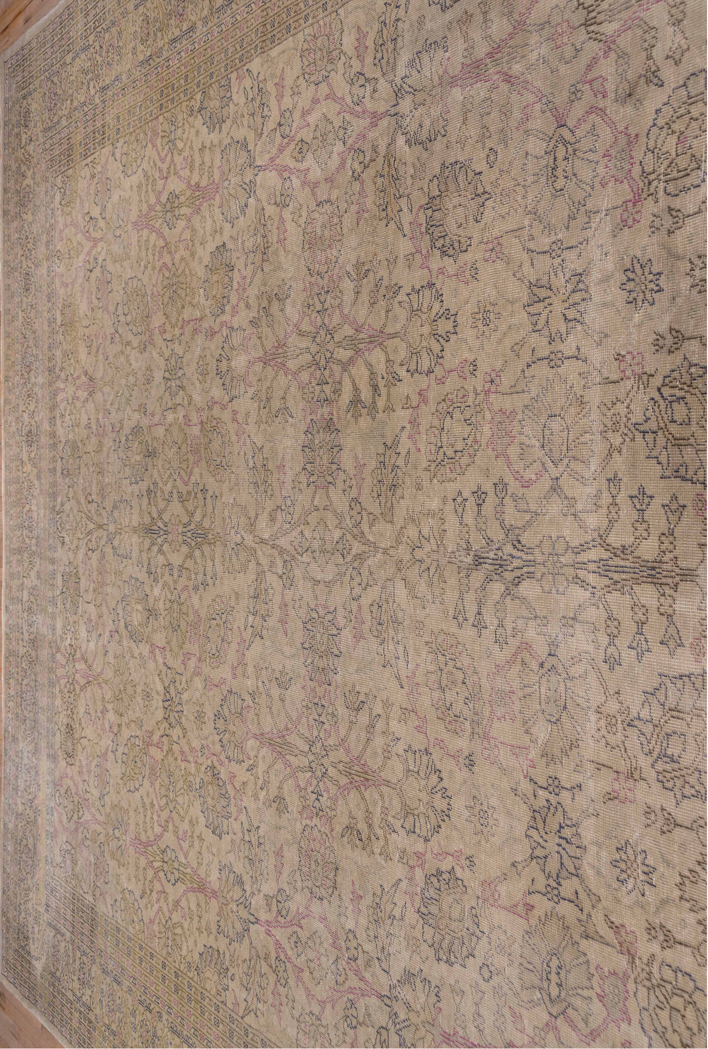 12' x 14' one-of-a-kind handmade vintage Sivas oversize rug. Color palette: pink, brown, light gray, off-white, gray