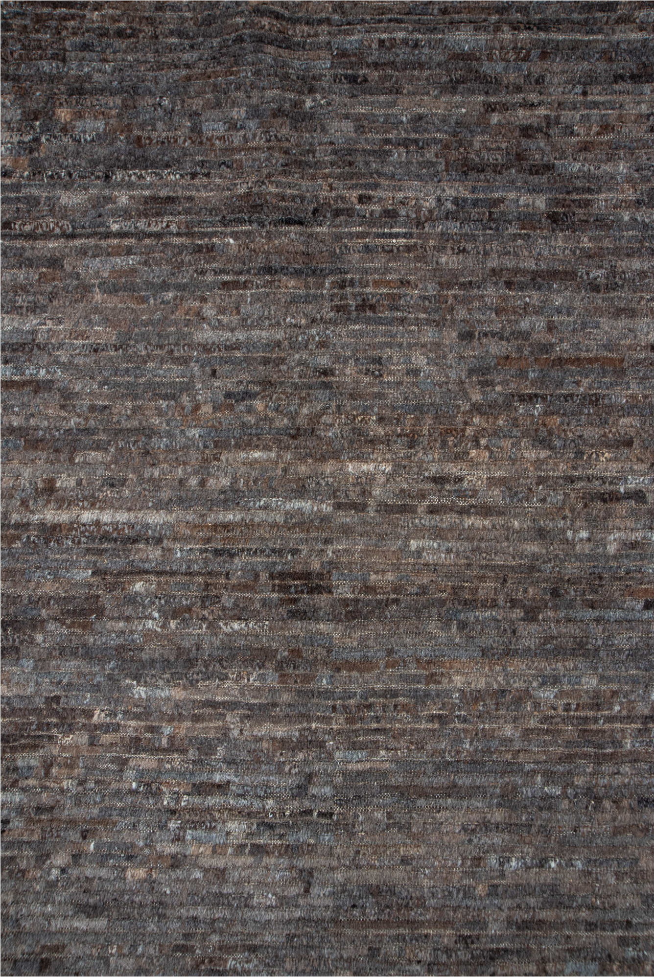 9' x 12' one-of-a-kind handmade vintage Tulu large size rug. Color palette: black, brown, gray, pink