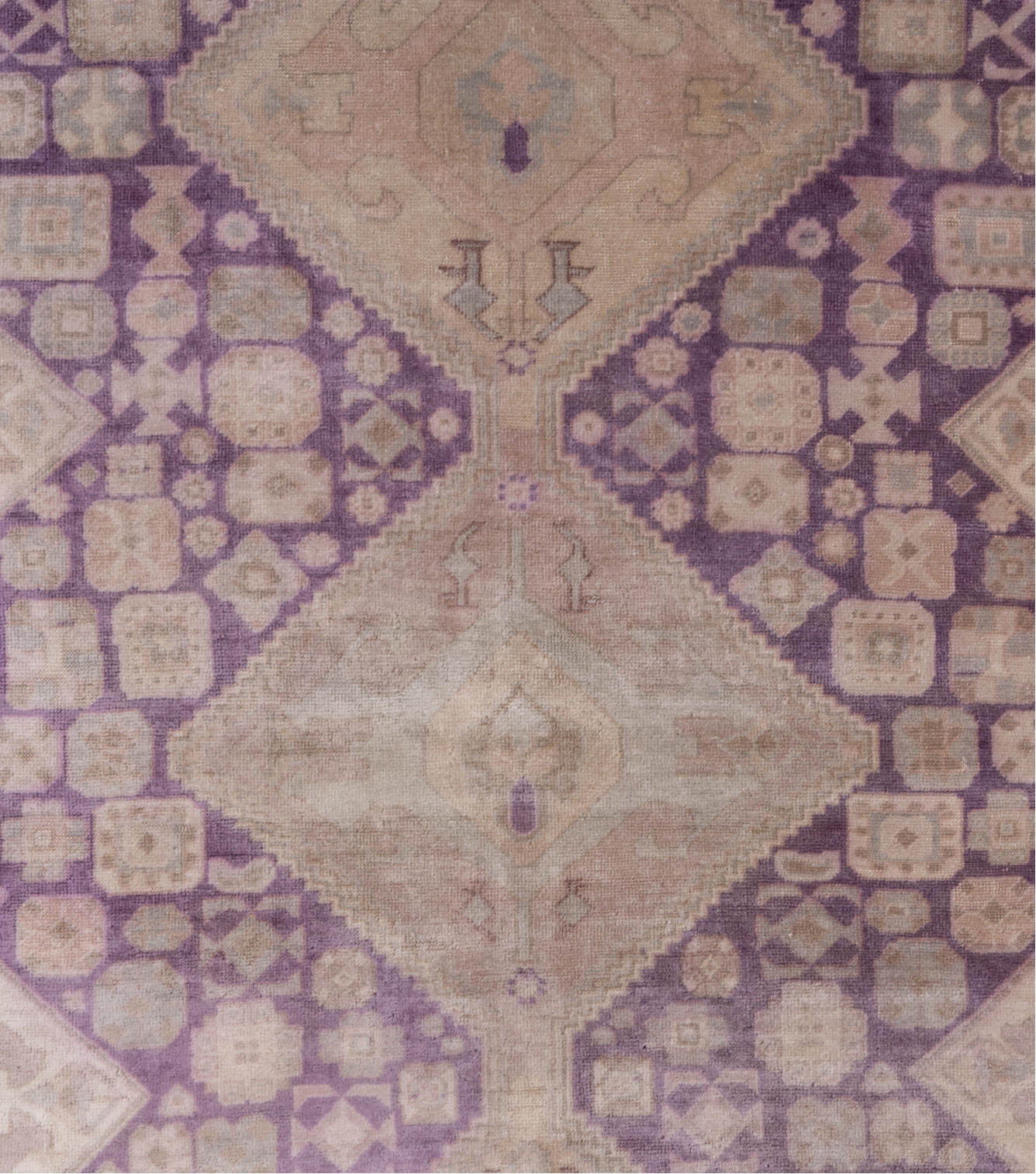 3' x 5' one-of-a-kind handmade vintage Sivas small size rug. Color palette: brown, gray, light gray, off-white, orange, pink