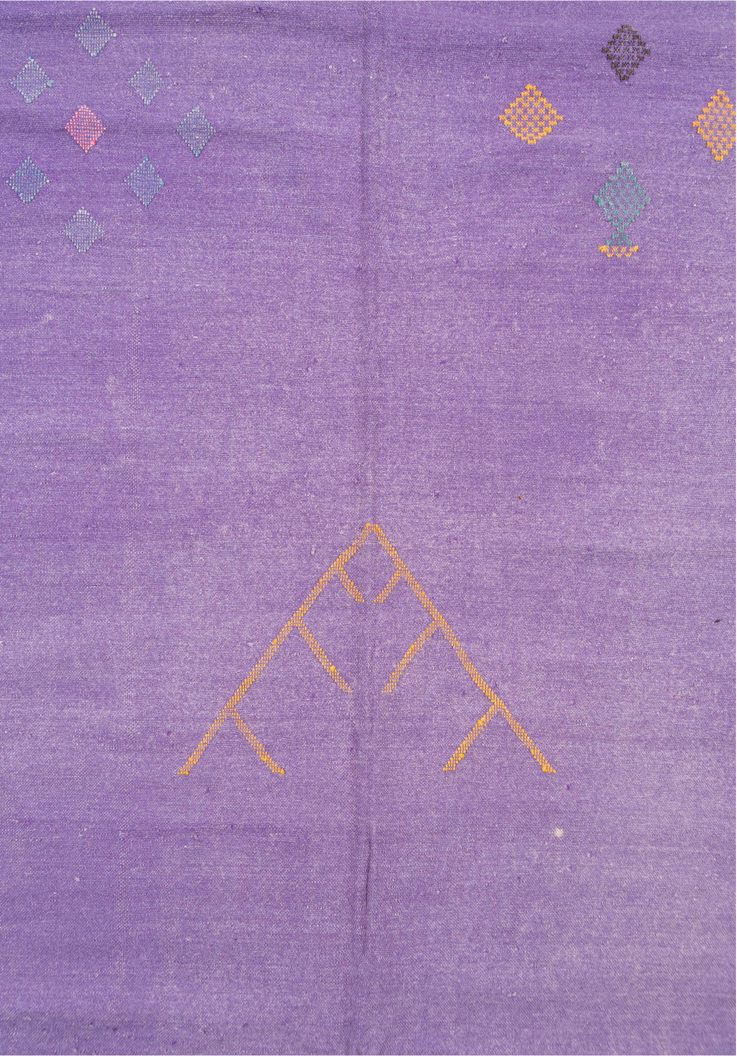 6' x 9' one-of-a-kind handmade vintage Cactus Kilim medium size rug. Color palette: off-white, pink, gray, light blue