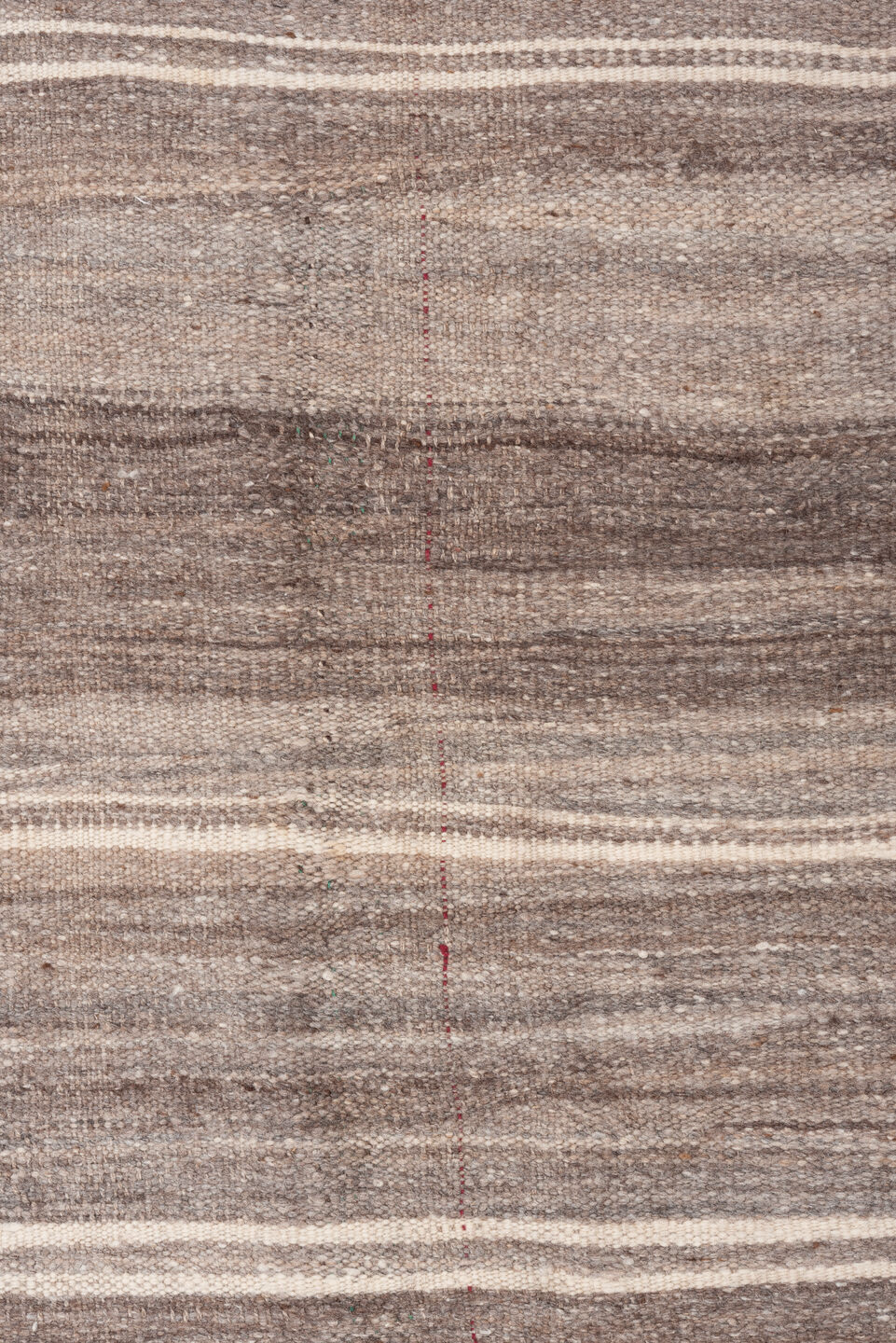 4' x 10' one-of-a-kind handmade vintage runner rug. Color palette: gray, brown, pink, light gray, off-white