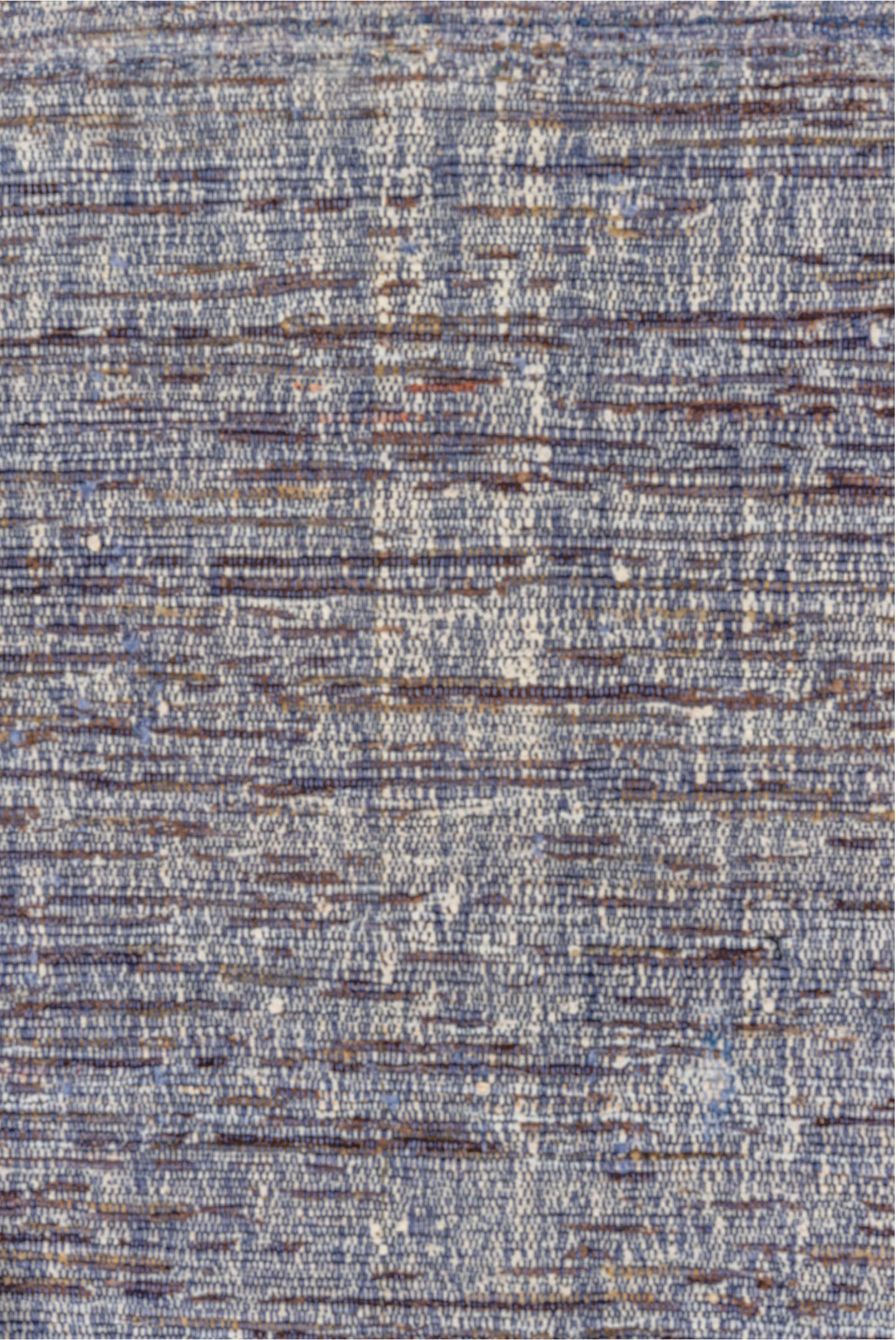 3' x 19' one-of-a-kind handmade vintage Kilim runner rug. Color palette: gray, light gray, blue, light blue, off-white