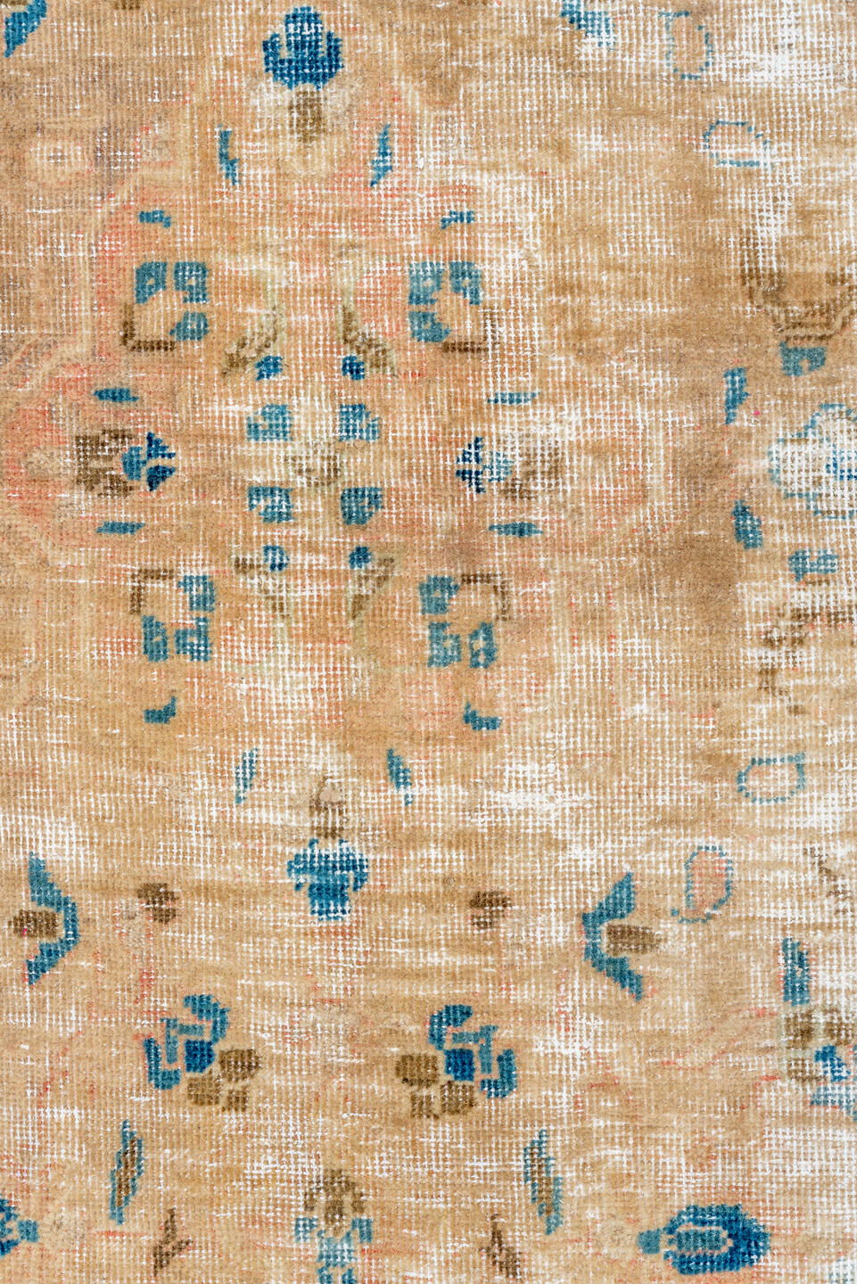 3' x 13' one-of-a-kind handmade vintage Tabriz runner rug. Color palette: brown, gray, off-white, light gray, pink, blue