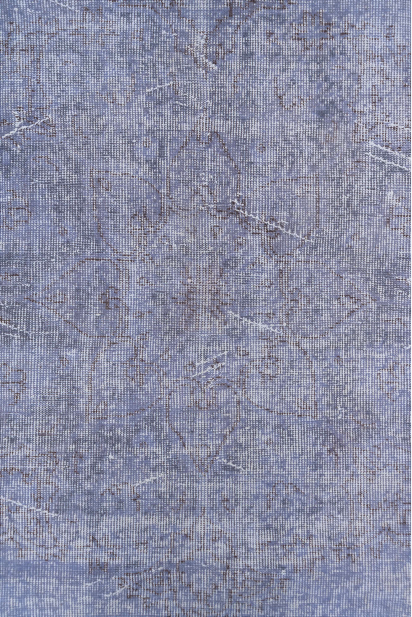 6' x 10' one-of-a-kind handmade vintage Overdyed large size rug. Color palette: blue, dim gray, gray, light blue, light gray