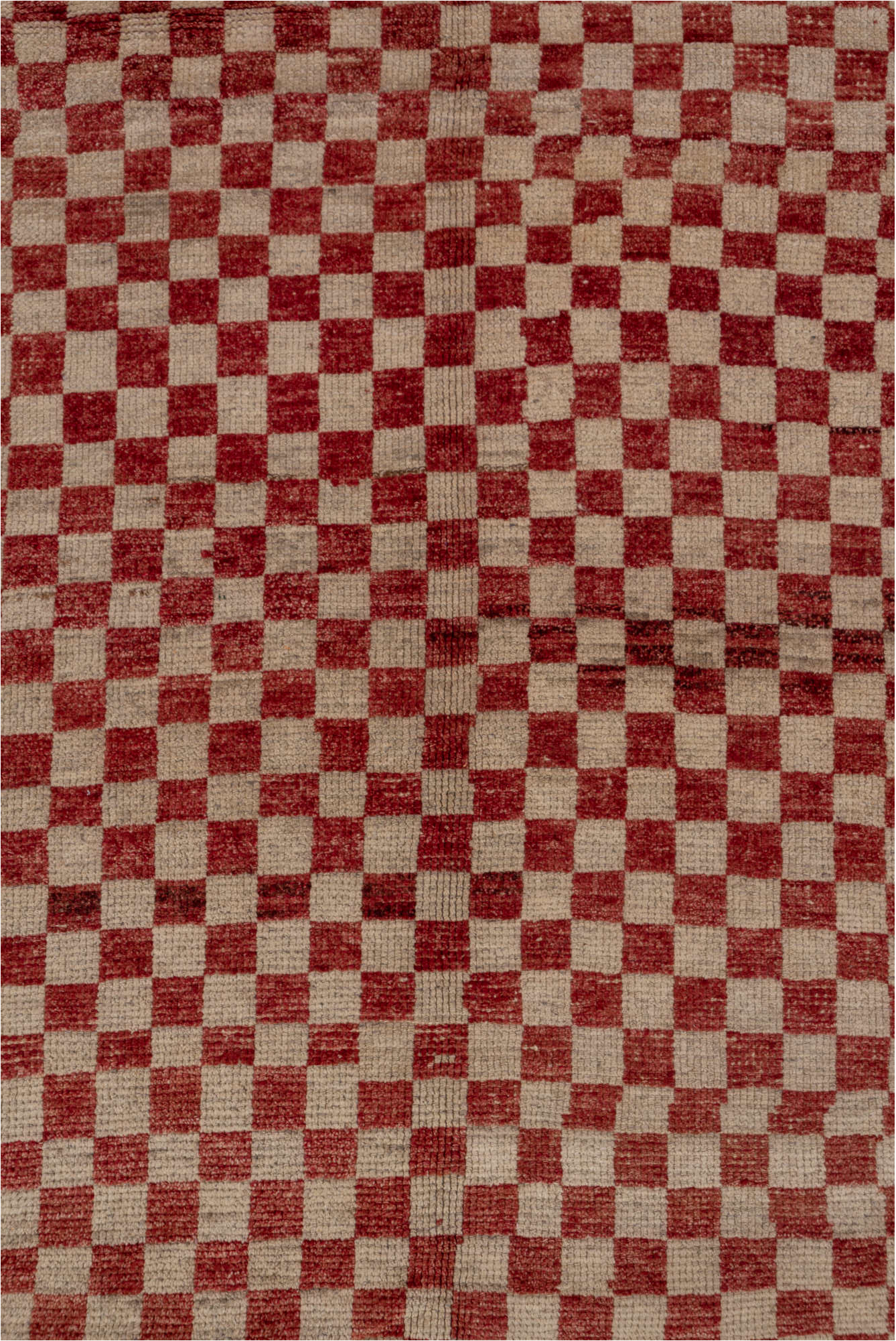 5' x 10' one-of-a-kind handmade vintage Tulu medium size rug. Color palette: brown, gray, light gray, pink, red