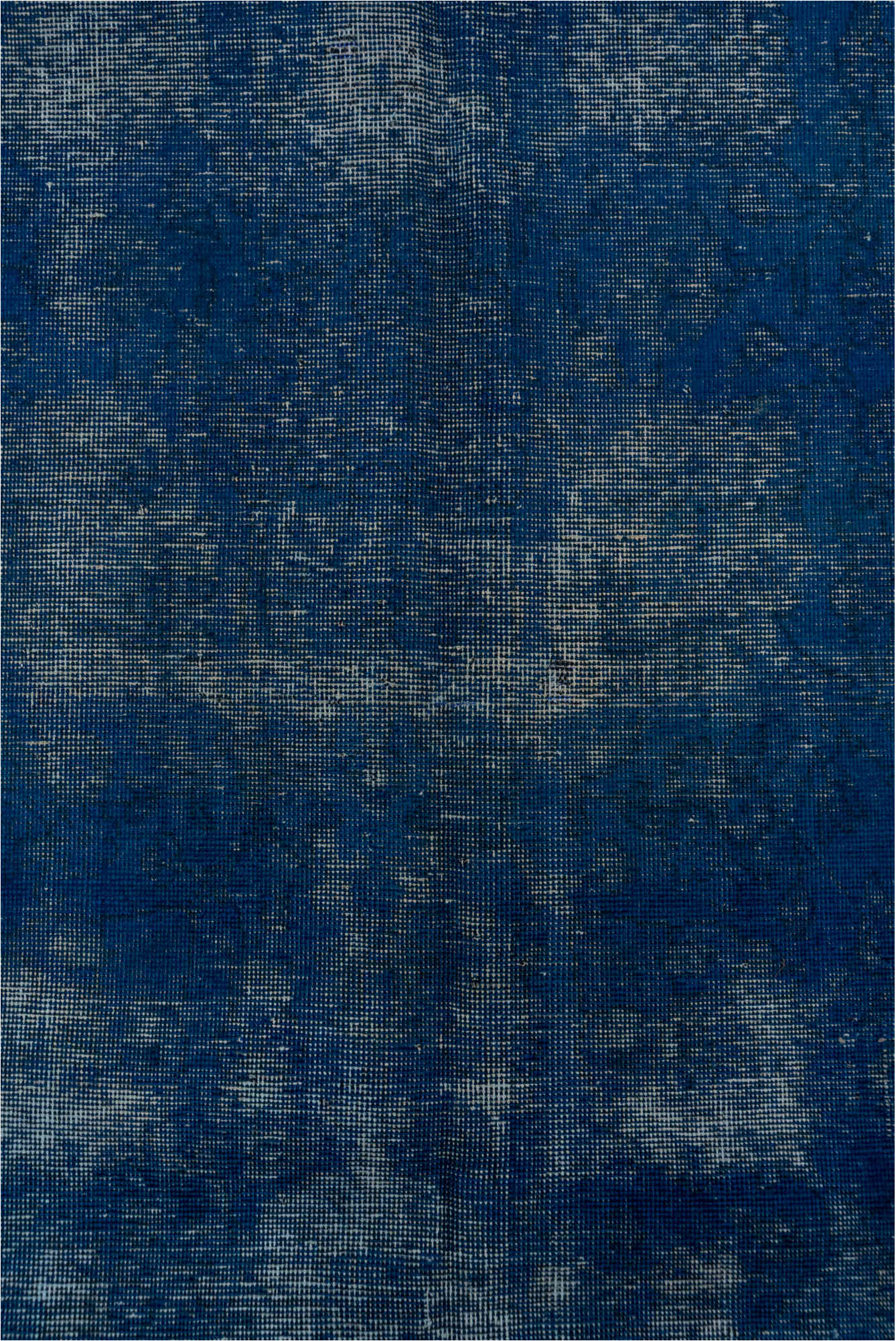 9' x 11' one-of-a-kind handmade vintage Overdyed large size rug. Color palette: blue, fiord, gray, light blue, light gray