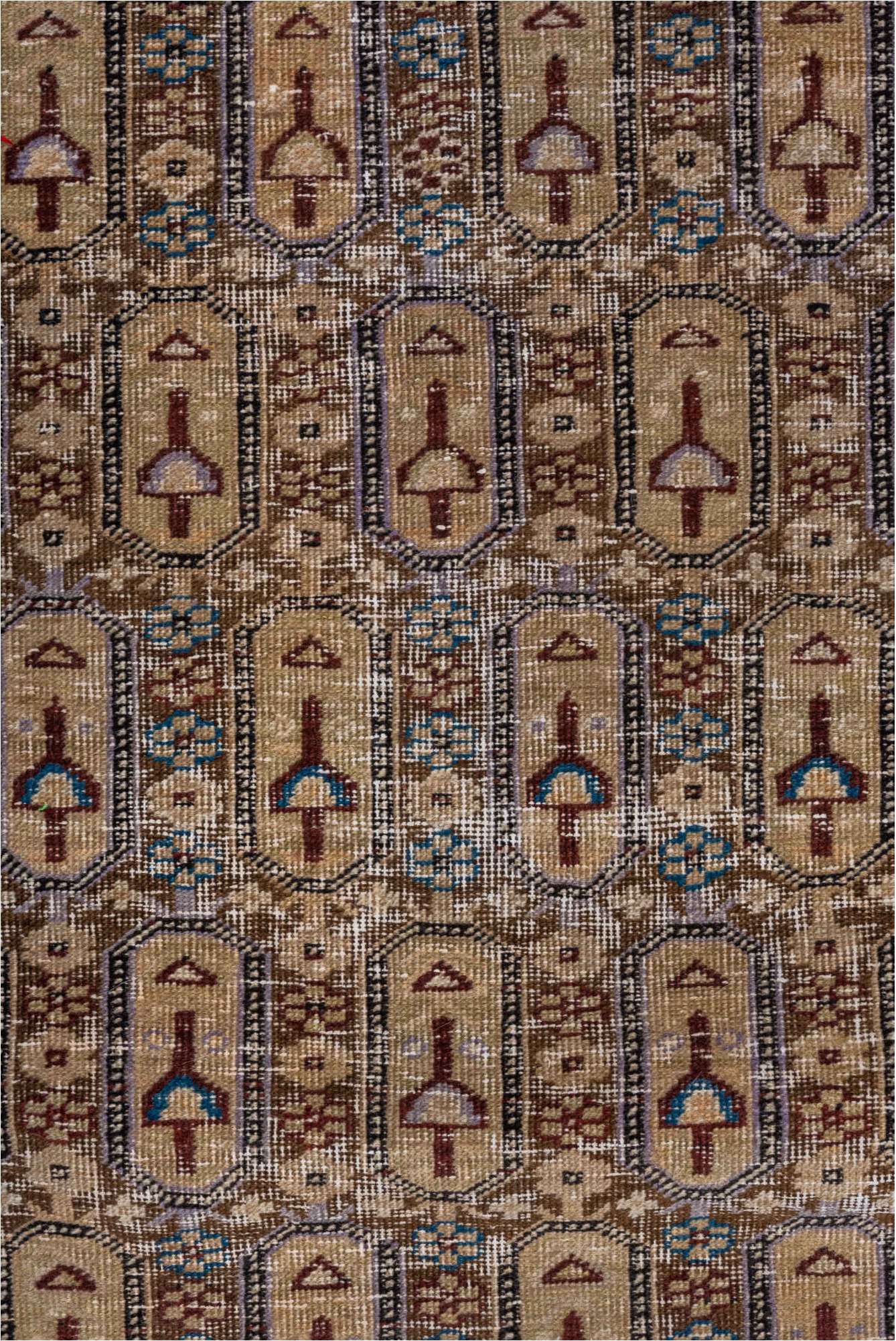 3' x 18' one-of-a-kind handmade vintage Shirvan runner rug. Color palette: black, blue, brown, gray, off-white, pink, snow